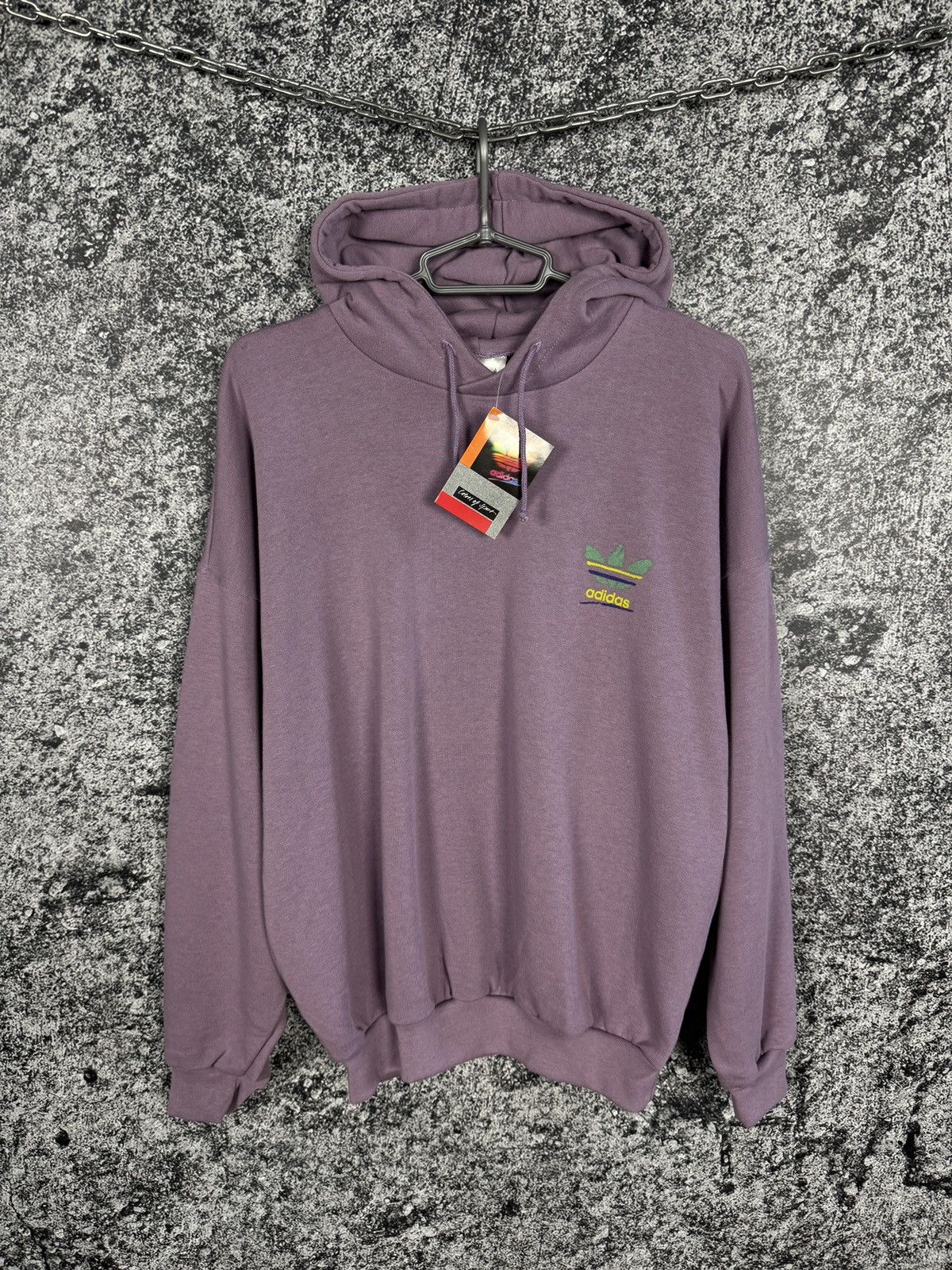 Adidas Vintage 90s Adidas Hoodie Purple Trefoil Logo Pullover Sz M Size US M / EU 48-50 / 2 - 1 Thumbnail