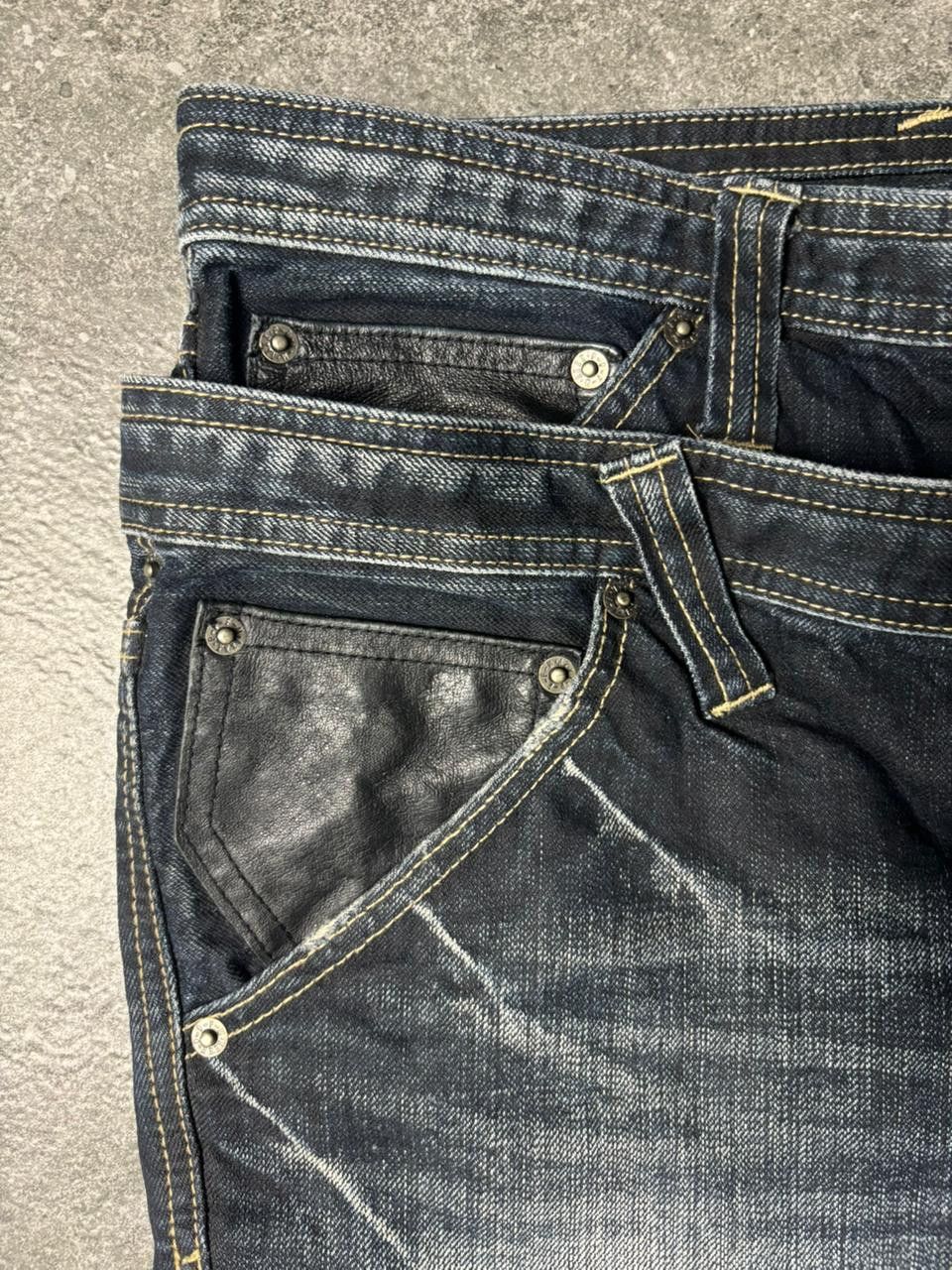 PPFM Double Waist Leather Pocket Claw Marks Jeans Size US 32 / EU 48 - 3 Thumbnail