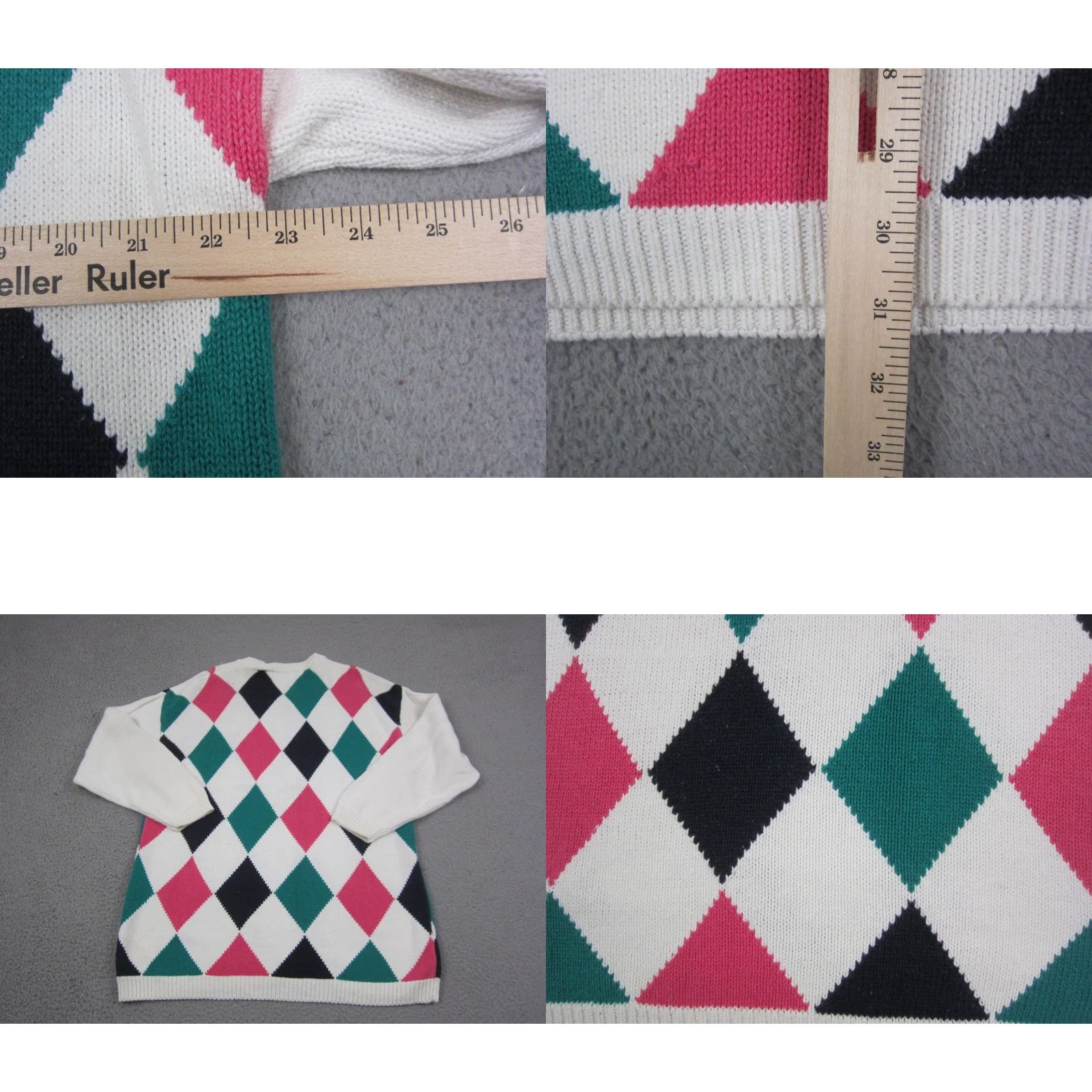 Vintage VINTAGE Paris Sport Club Sweater Womens L White Pink Argyle V-Neck 80s 90s Size L / US 10 / IT 46 - 8 Thumbnail