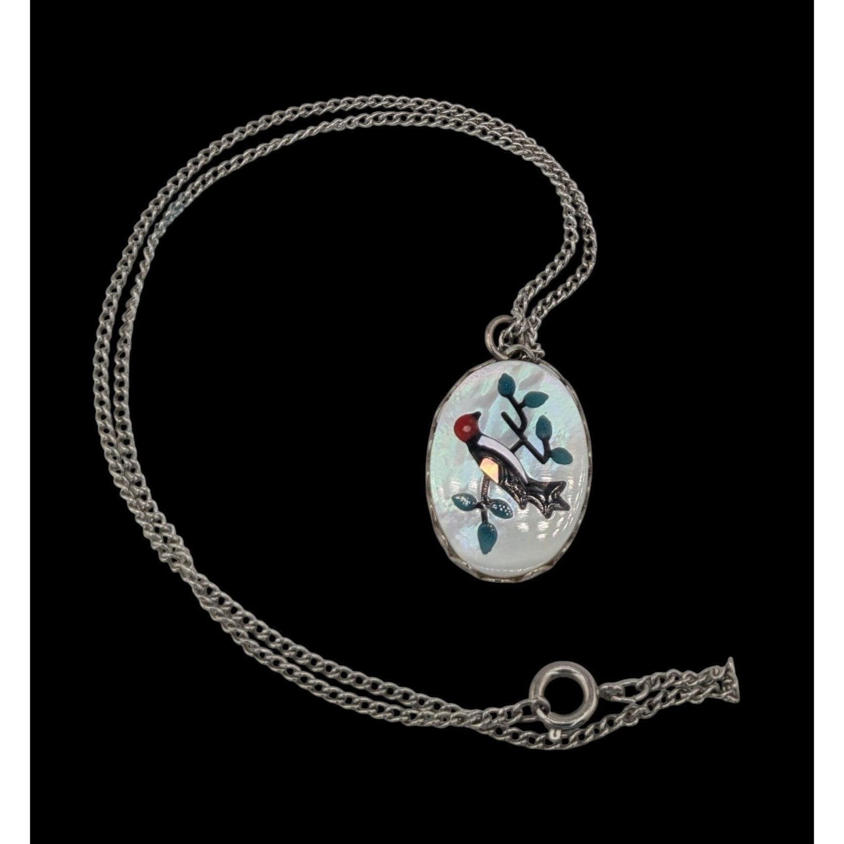 Other Vintage Artisan Mother Of Pearl Necklace With Bird & Branch Size ONE SIZE - 2 Thumbnail