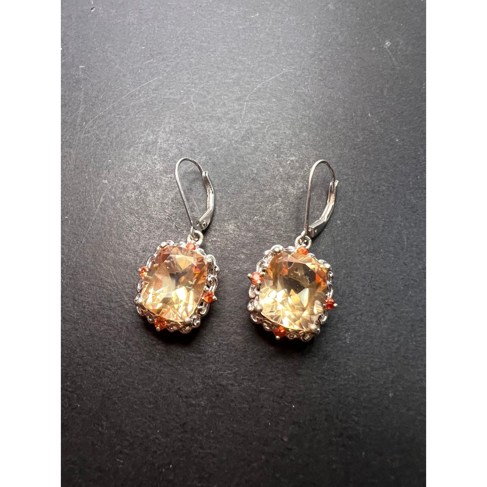 Other Morganite quartz and orange spinel sterling silver earrings Size ONE SIZE - 8 Thumbnail