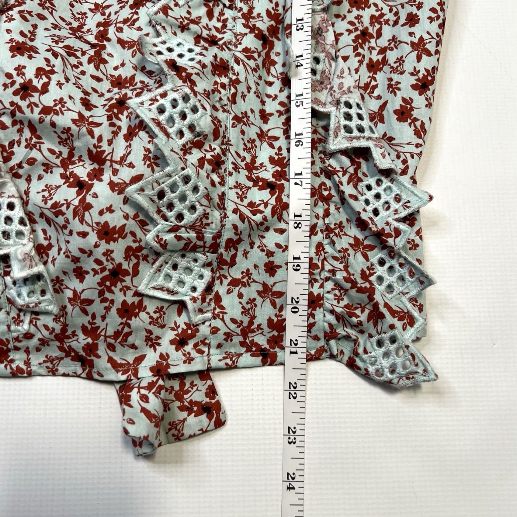 Anthropologie Anthropologie Blouse Multicolor Floral Eyelet Sleeveless Trina Back Bow Square Neck Tie Cropped 100% Cotton S/NIB Size S / US 4 / IT 40 - 5 Thumbnail