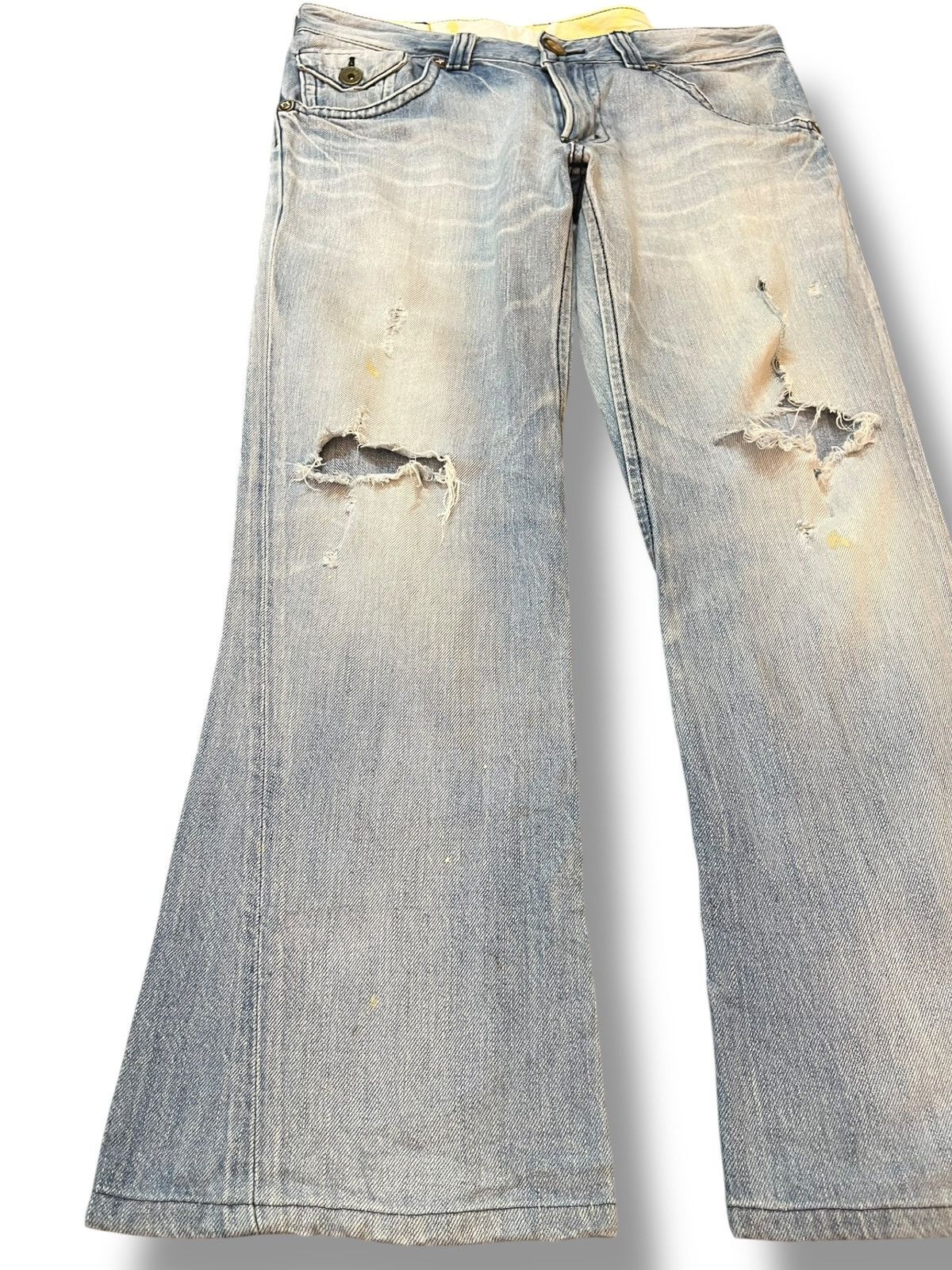 Edwin Vintage Edwin Blue Trip Flare Faded Distressed Denim Size US 35 - 3 Thumbnail