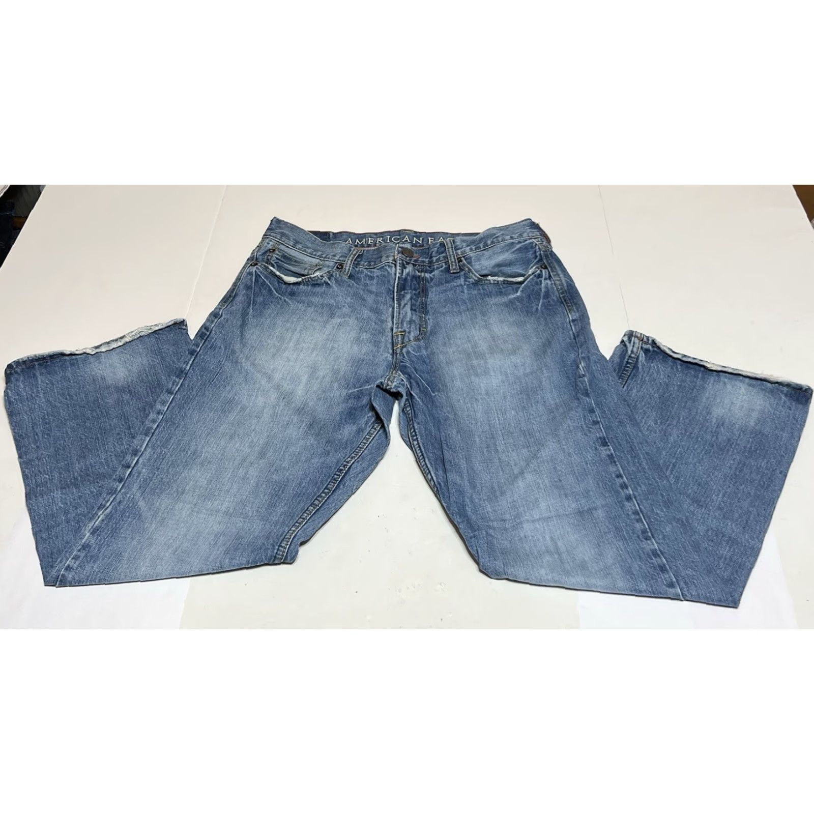 American Eagle Outfitters American Eagle Jeans Boot Cut Blue Denim Distressed 34 Mens Size US 34 / EU 50 - 2 Thumbnail