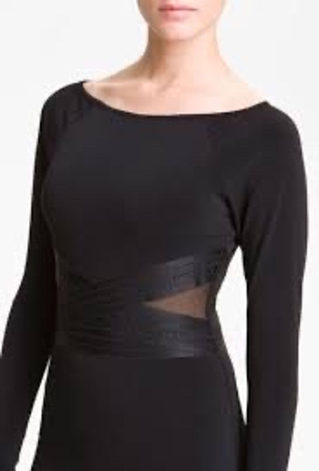 Bebe Elizabeth and James Black Long-Sleeve Mesh Panel Dress - XS Size XS / US 0-2 / IT 36-38 - 2 Thumbnail