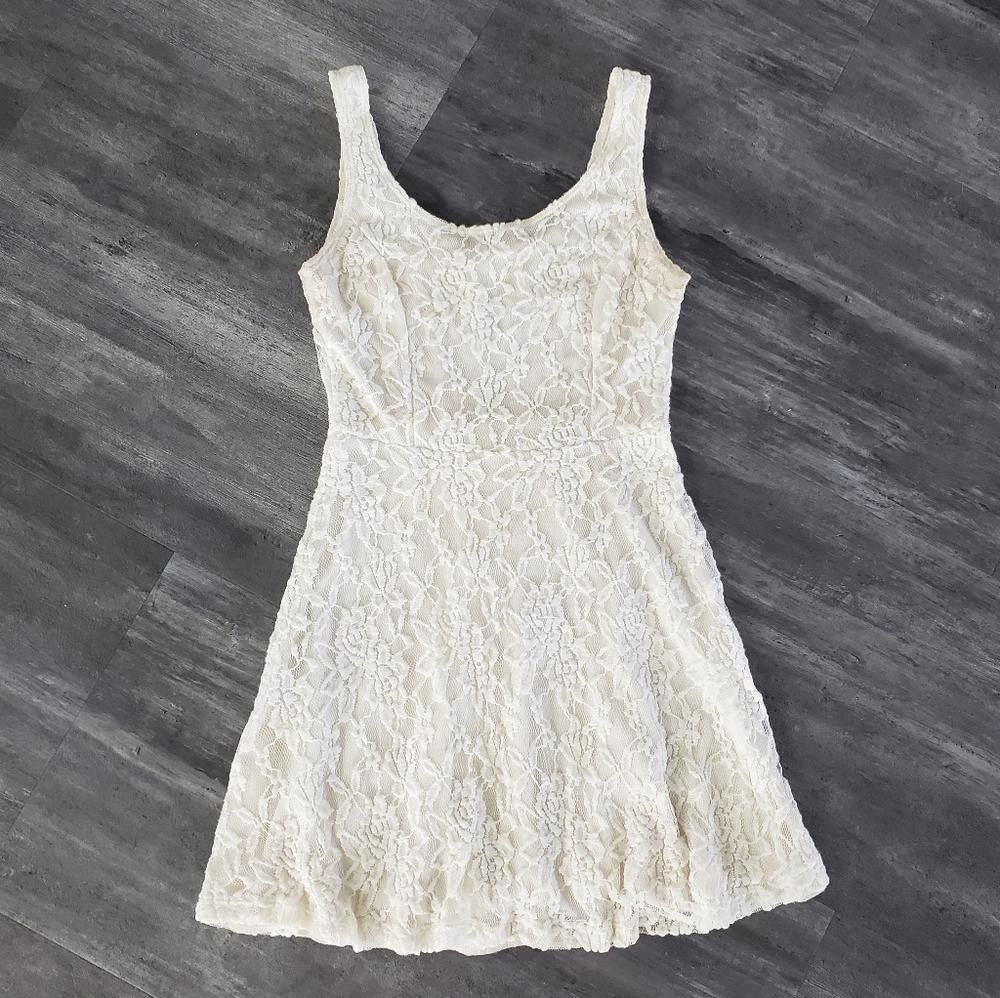Designer Cream Lace Detailed Babydoll Mini Size S / US 4 / IT 40 - 1 Thumbnail