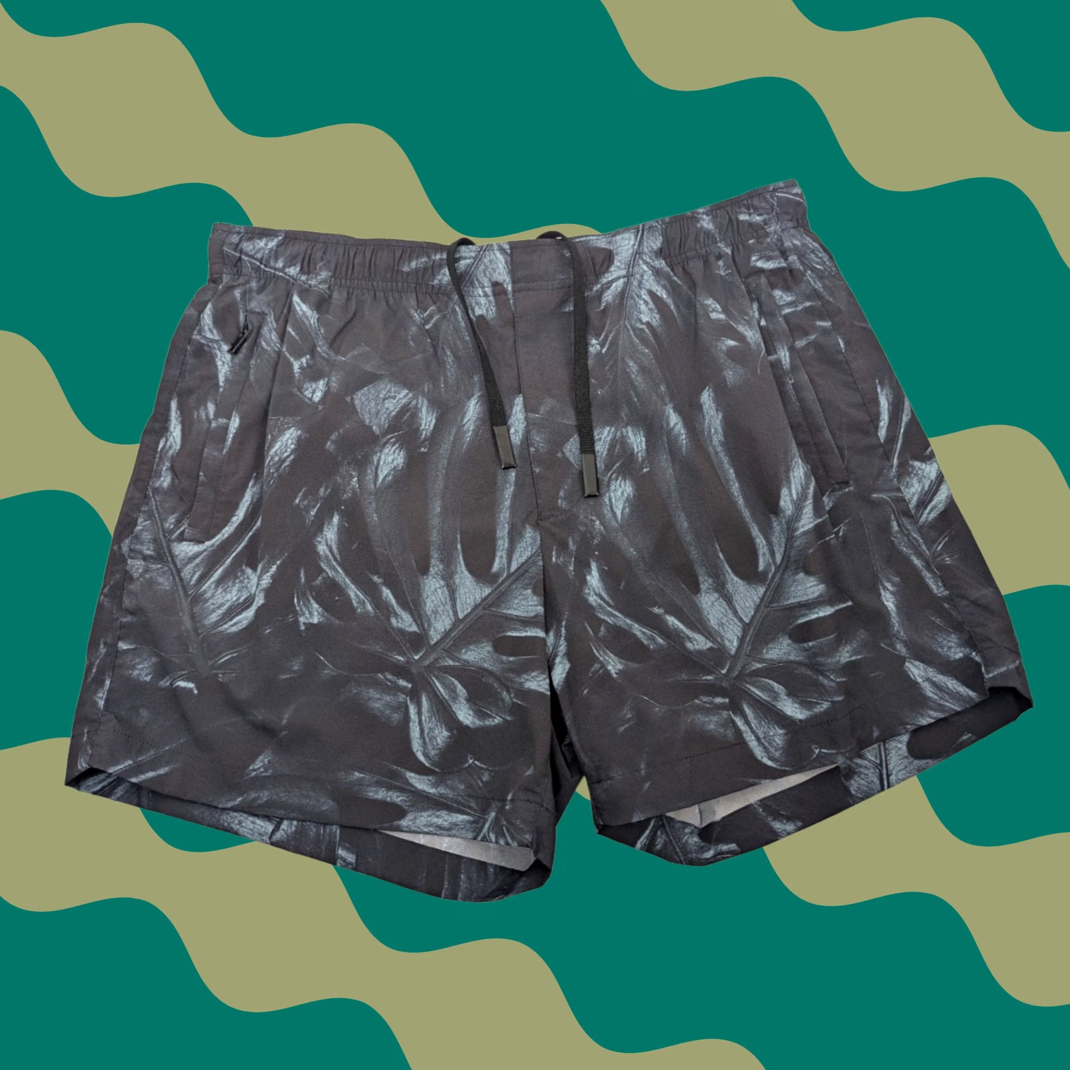 Theory Theory Jace Palm Print Swim Short L Ocean/Heron Blue Mens Large Size US 33 - 1 Thumbnail