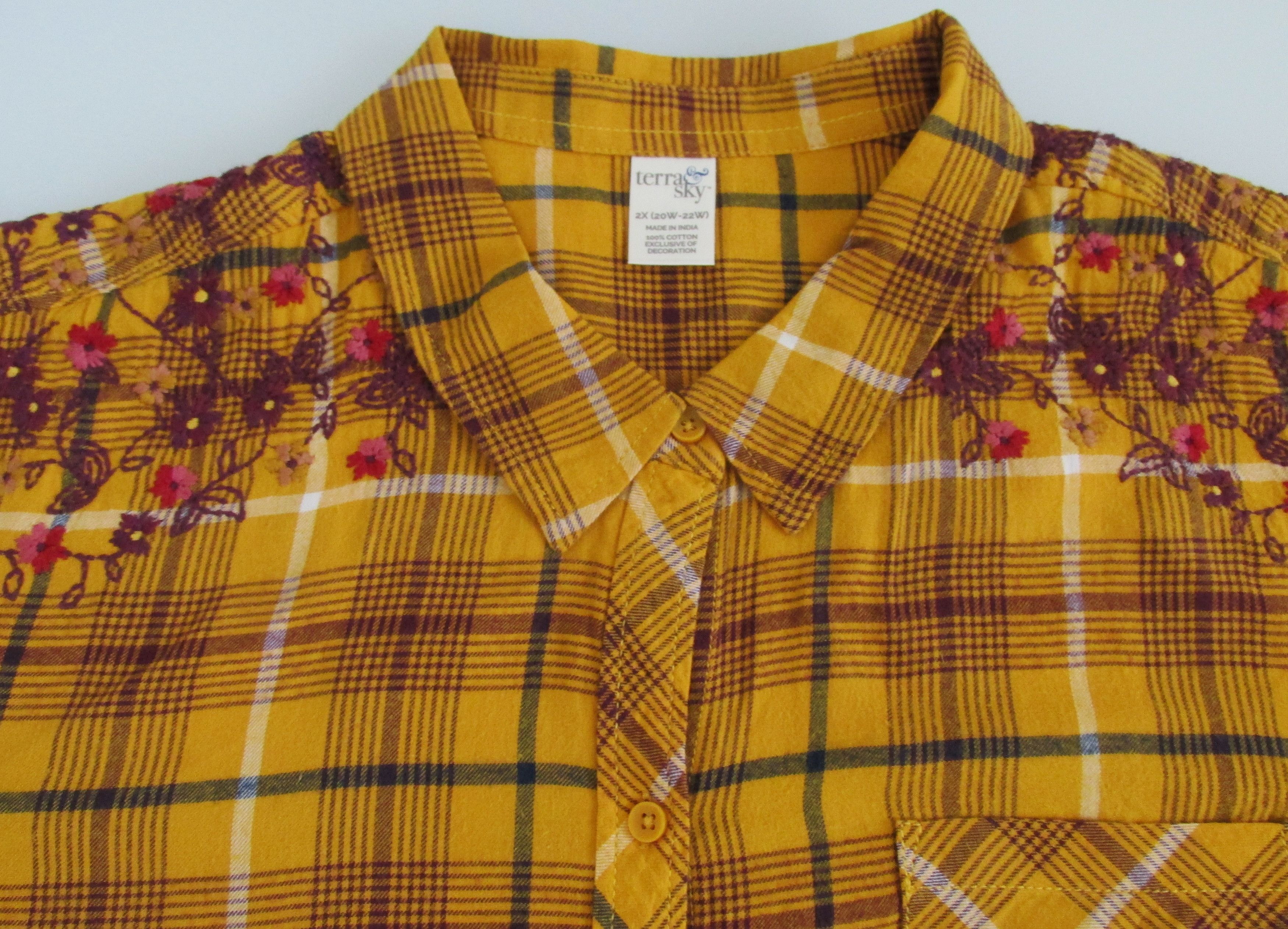 Other Terra & Sky Women's Embroidered Cotton Shirt Size 2X Size XXL / US 16-18 / IT 52-54 - 4 Thumbnail