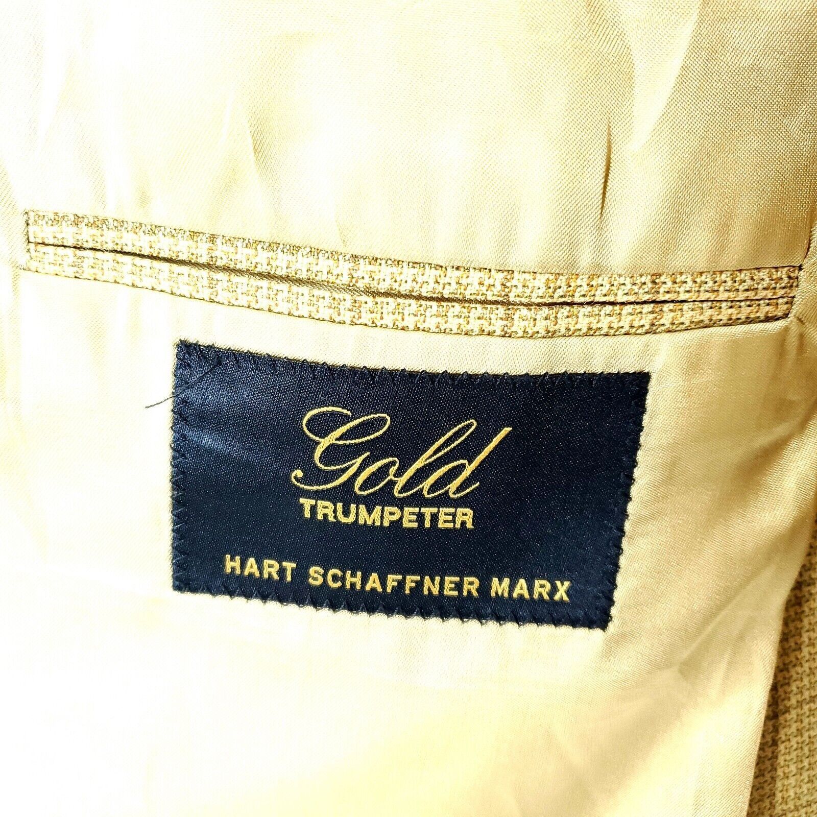 Hart Schaffner Marx Hart Schaffner Marx Gold Trumpeter Wool 2 Button Sport Coat Size 46L - 7 Thumbnail