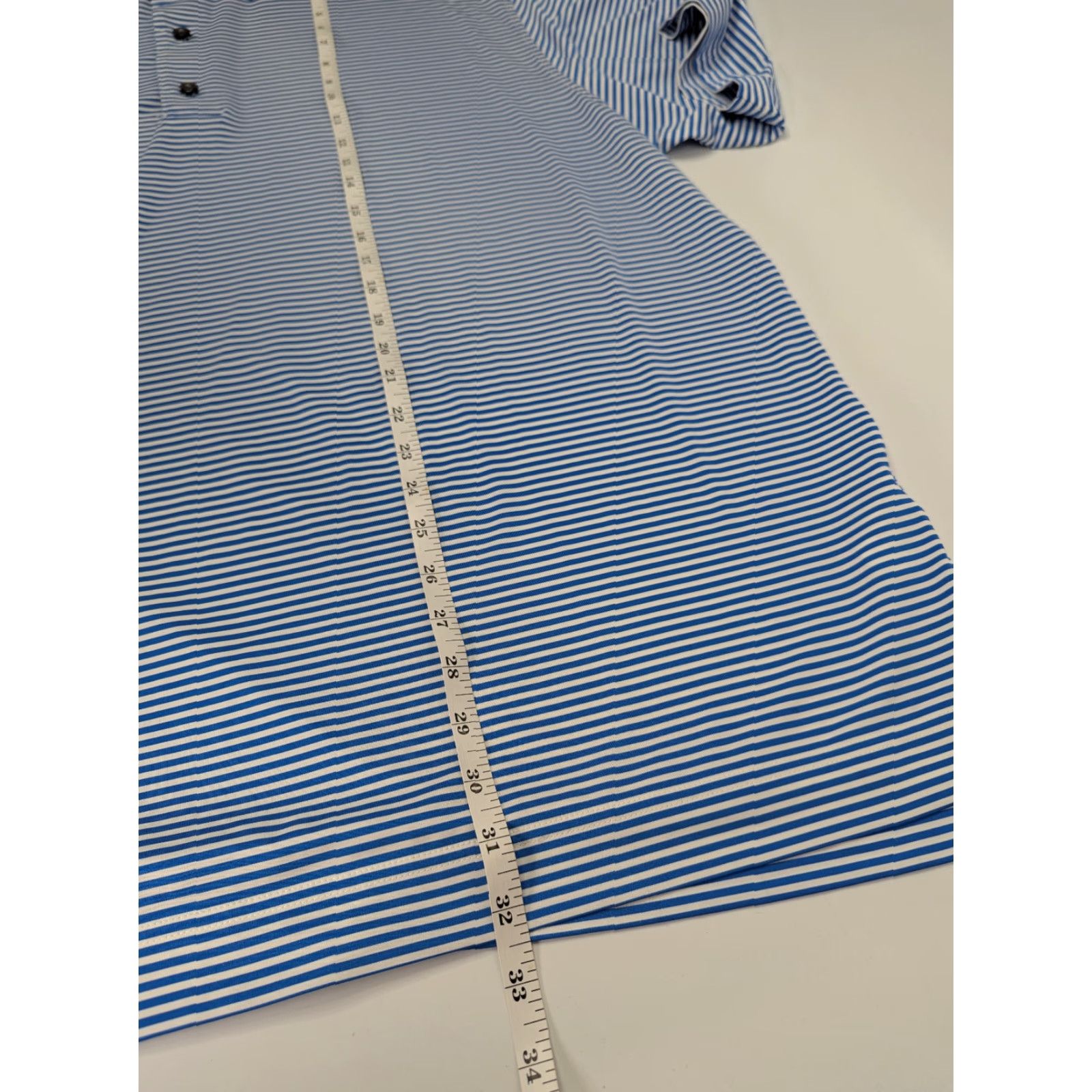 Footjoy FootJoy Polo Shirt Mens 2XL Striped Blue Short Sleeve Button Collared Knit Polyester Spandex Golf Activewear Casual Workwear Shirt Clothing Size US XXL / EU 58 / 5 - 4 Thumbnail