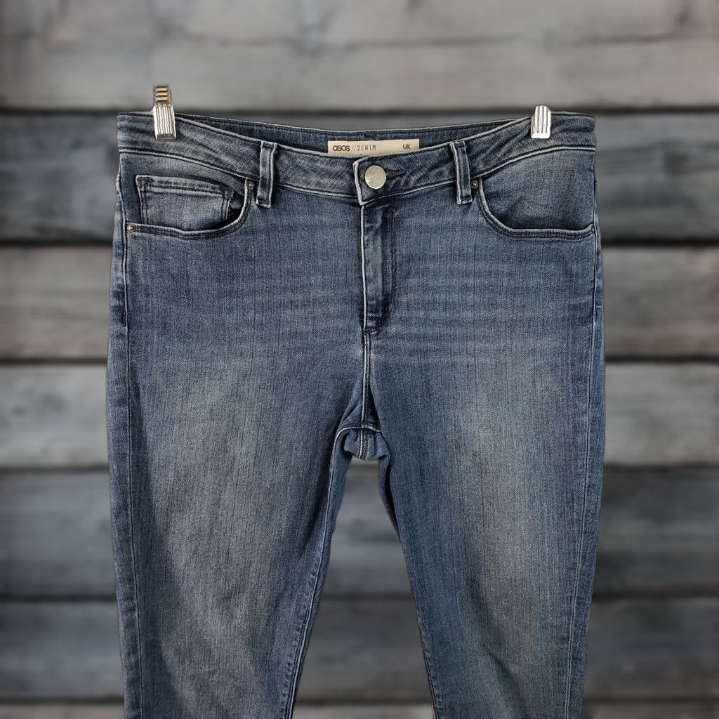 Asos ASOS Womens Skinny Jeans Sz 30/32 Blue Medium Wash Mid Rise Jeans - Regular Waist 16.5" Inseam 28" Womens Size 30" / US 8 / IT 44 - 1 Thumbnail