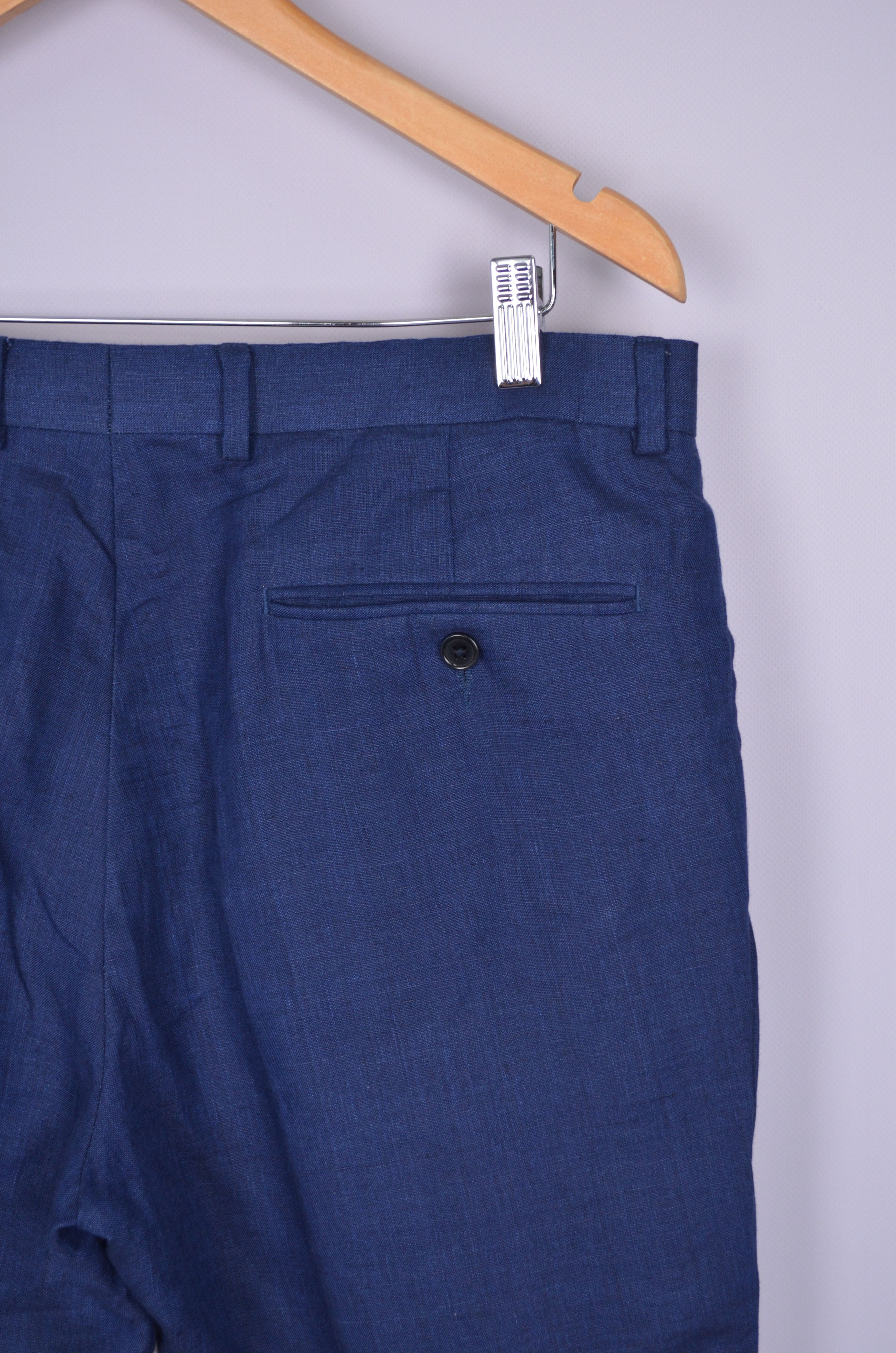 Designer × New & Lingwood New & Lingwood Navy Pleated Linen Pants Trousers W34 L32 Size US 34 / EU 50 - 10 Thumbnail