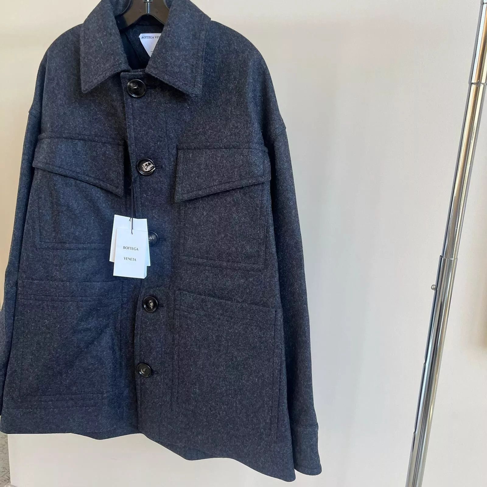 Bottega Veneta Military Wool Felted Coat in Charcoal Size US M / EU 48-50 / 2 - 11 Thumbnail