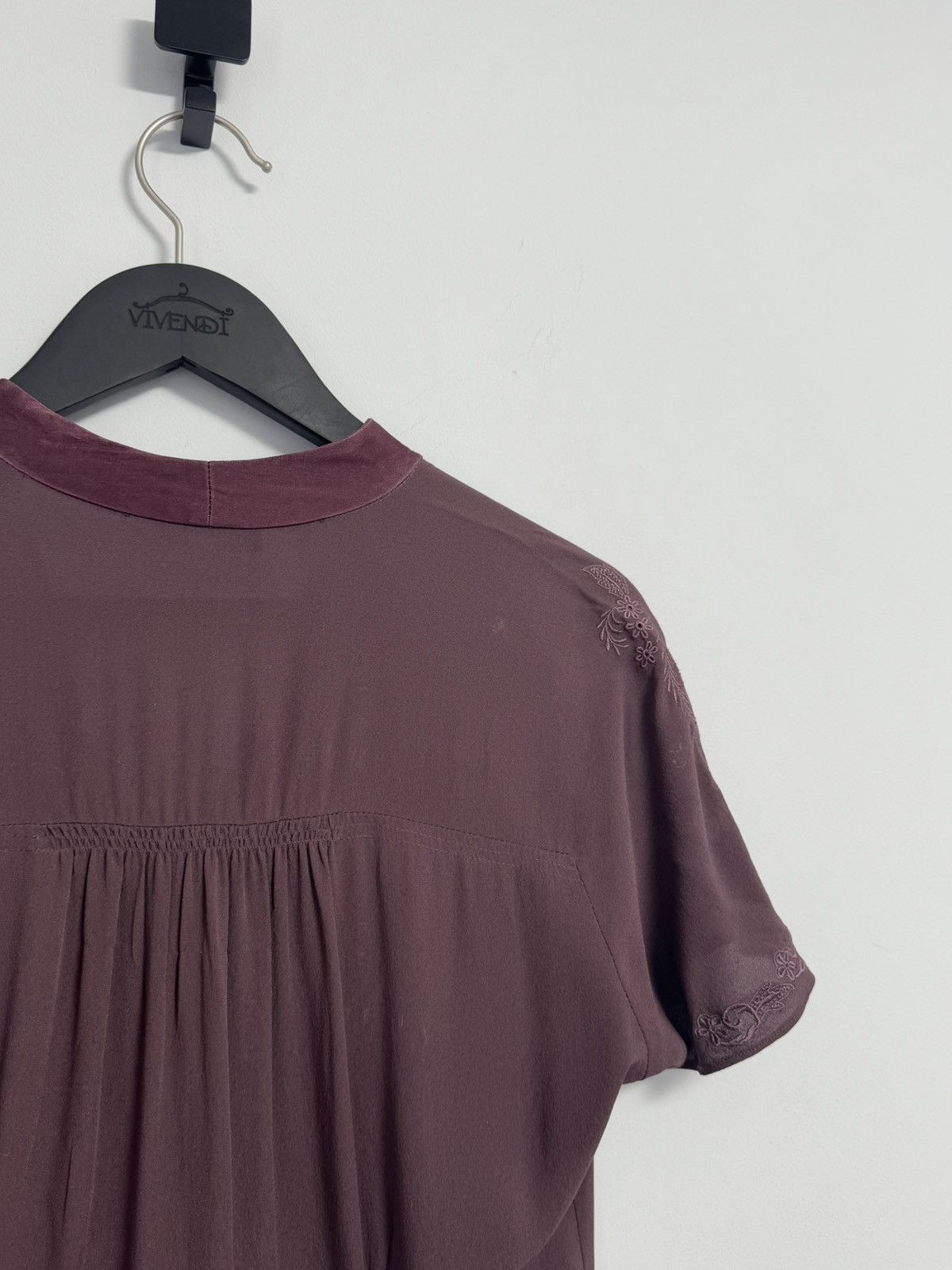 Laura Ashley Vintage Laura Ashley Embroidered Crepe Tea Dress in Mauve Size L / US 10 / IT 46 - 11 Thumbnail