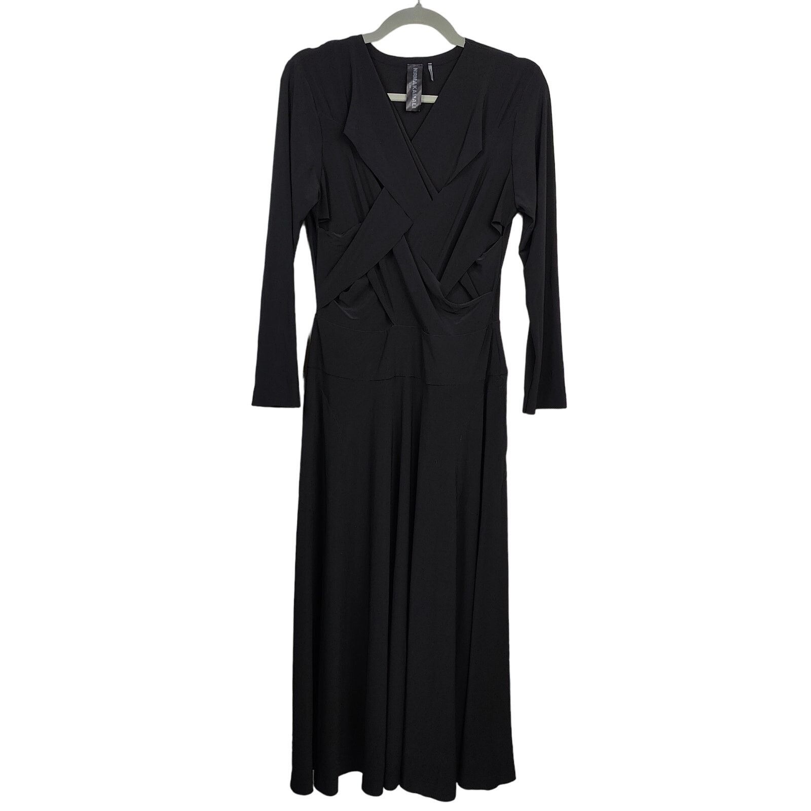 Norma Kamali Norma Kamali Woven Jersey Midi Dress Womens Large Black NWOT Size L / US 10 / IT 46 - 1 Thumbnail