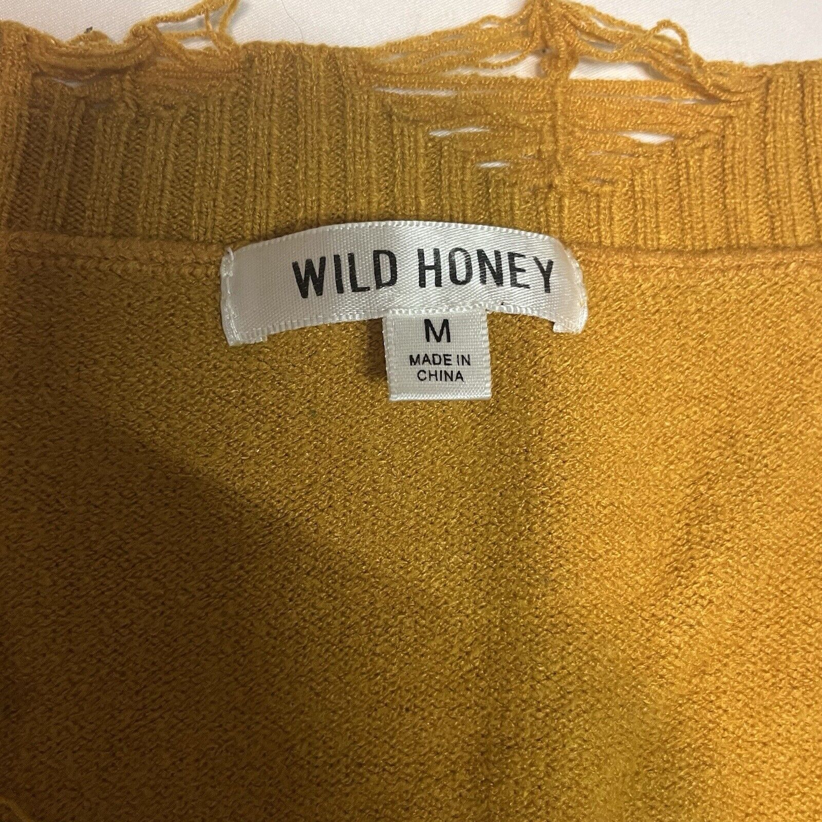 Other Wild Honey Womens Cropped Sweater Mustard V-Neck Distressed Size M / US 6-8 / IT 42-44 - 6 Thumbnail