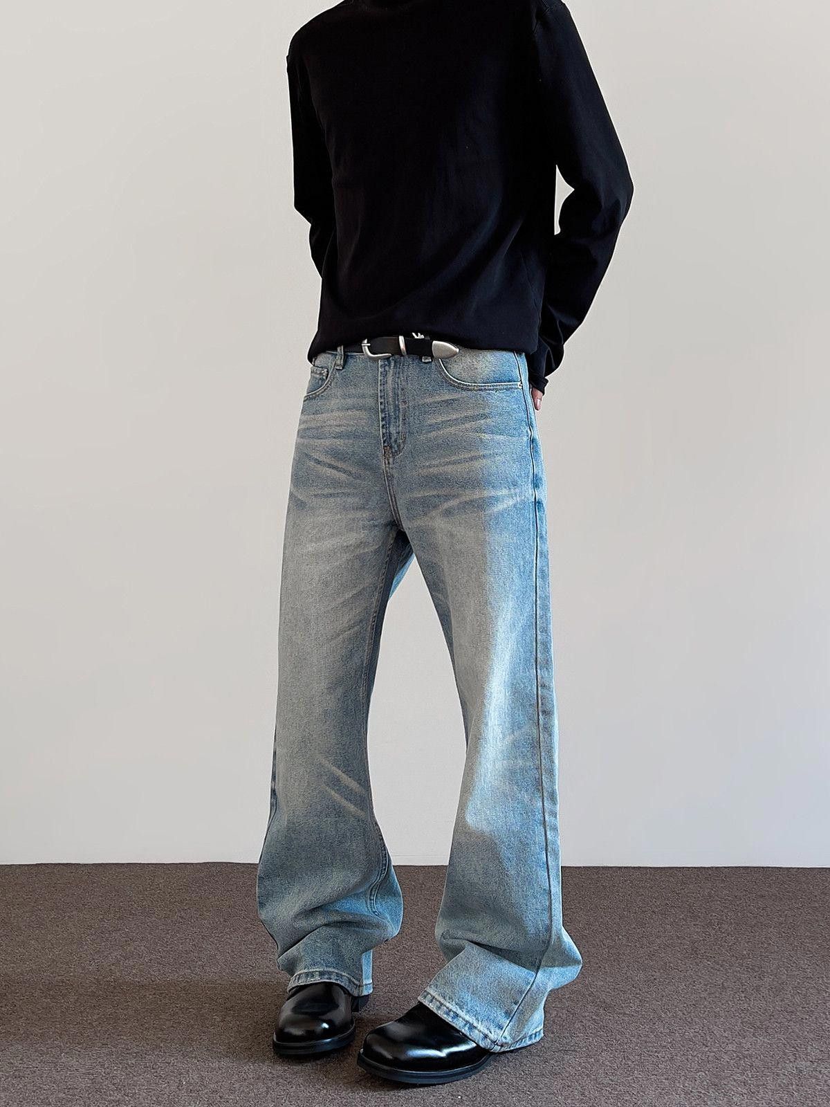Blue Stacked Flare Jeans
