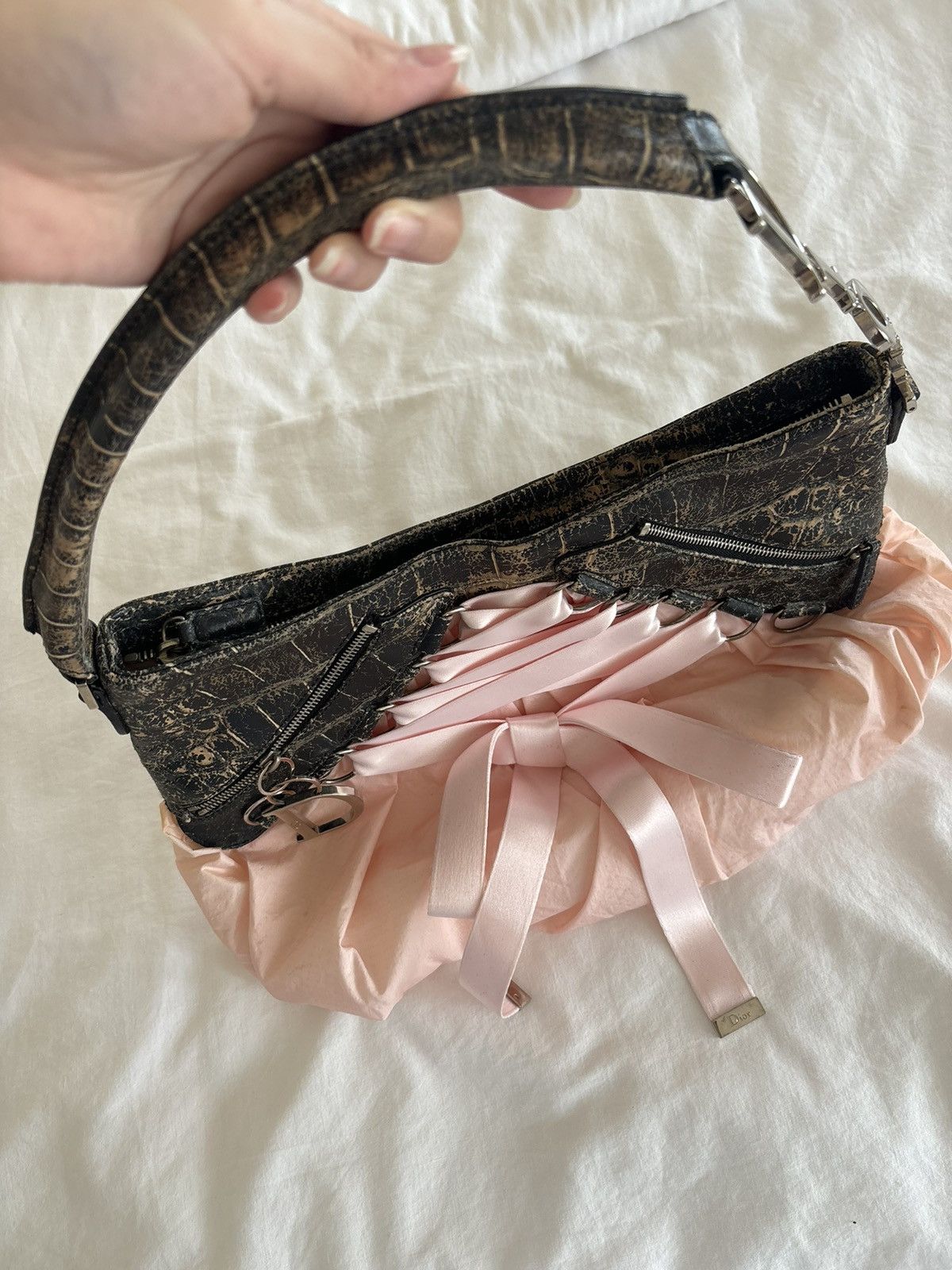 Dior Christian Dior RARE Pink and Black Python Corset Ballet Bag Size ONE SIZE - 7 Thumbnail
