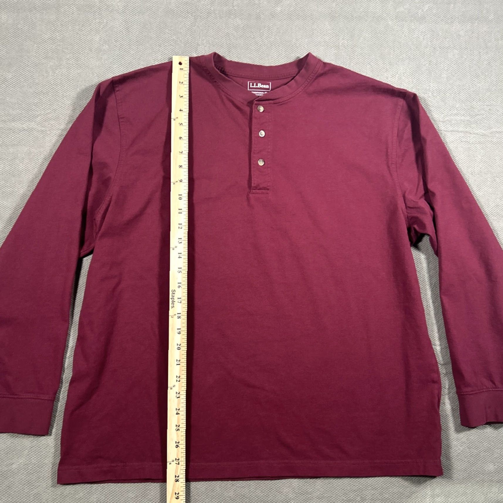 Vintage LL Bean Men's Long Sleeve Traditional Fit Maroon 1/4 Button Shirt XL Size US XL / EU 56 / 4 - 4 Thumbnail