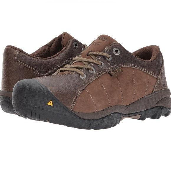 KEEN Santa Fe ESD Brown Leather Aluminum Toe Sneaker Low Top