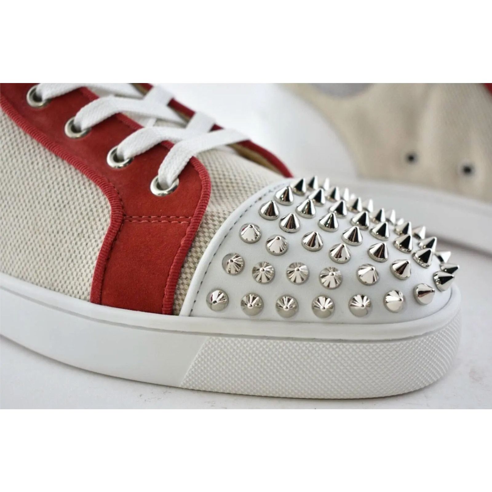 Christian Louboutin Christian Louboutin Mens Lou Spikes Orlato Flat Beige Size US 7.5 / EU 40-41 - 4 Thumbnail