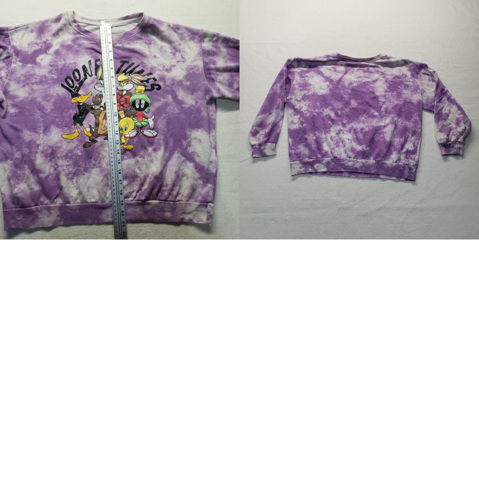 Vintage Looney Tunes Pullover Sweatshirt Women XL Purple Tie Dye Bugs Tweety Taz Shirt Size XL / US 12-14 / IT 48-50 - 8 Thumbnail