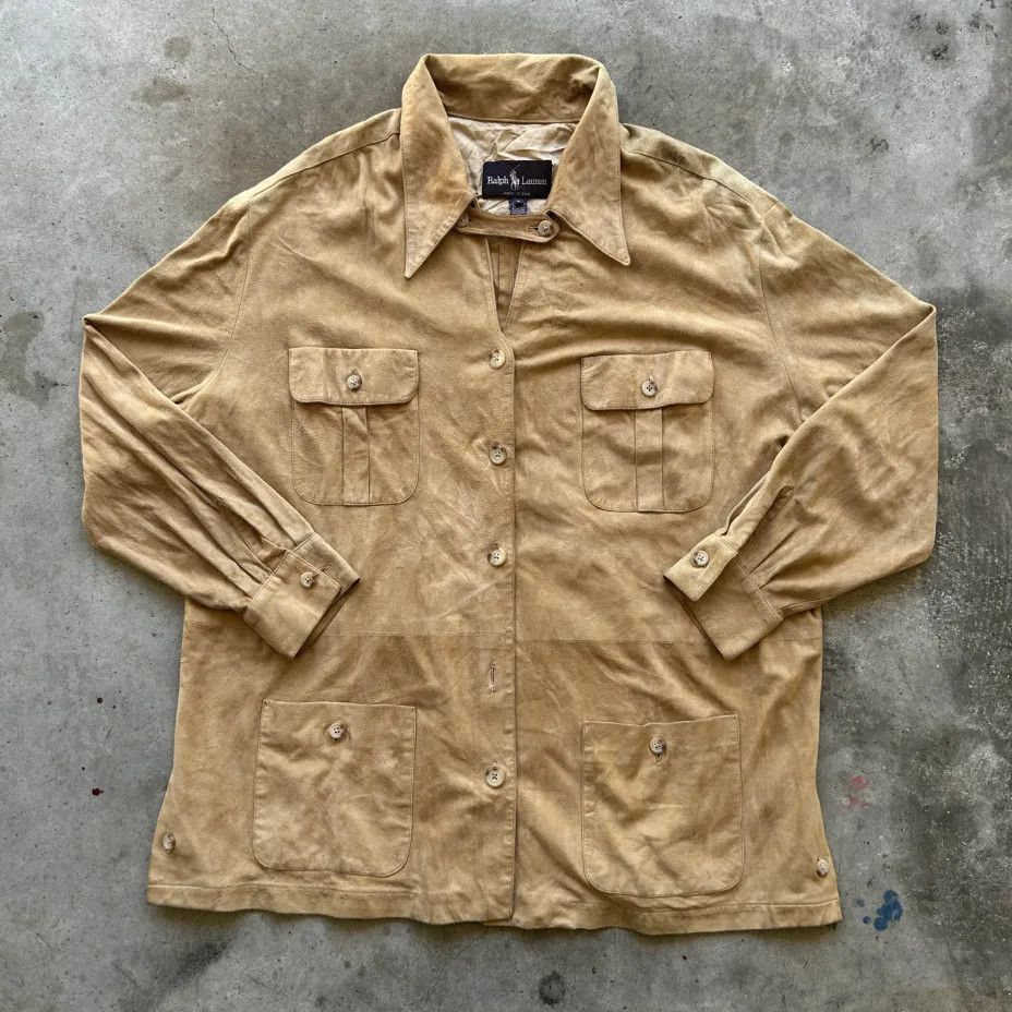Ralph Lauren Purple Label Vintage Purple Label Ralph Lauren Suede Western Button Shirt Size US L / EU 52-54 / 3 - 1 Thumbnail