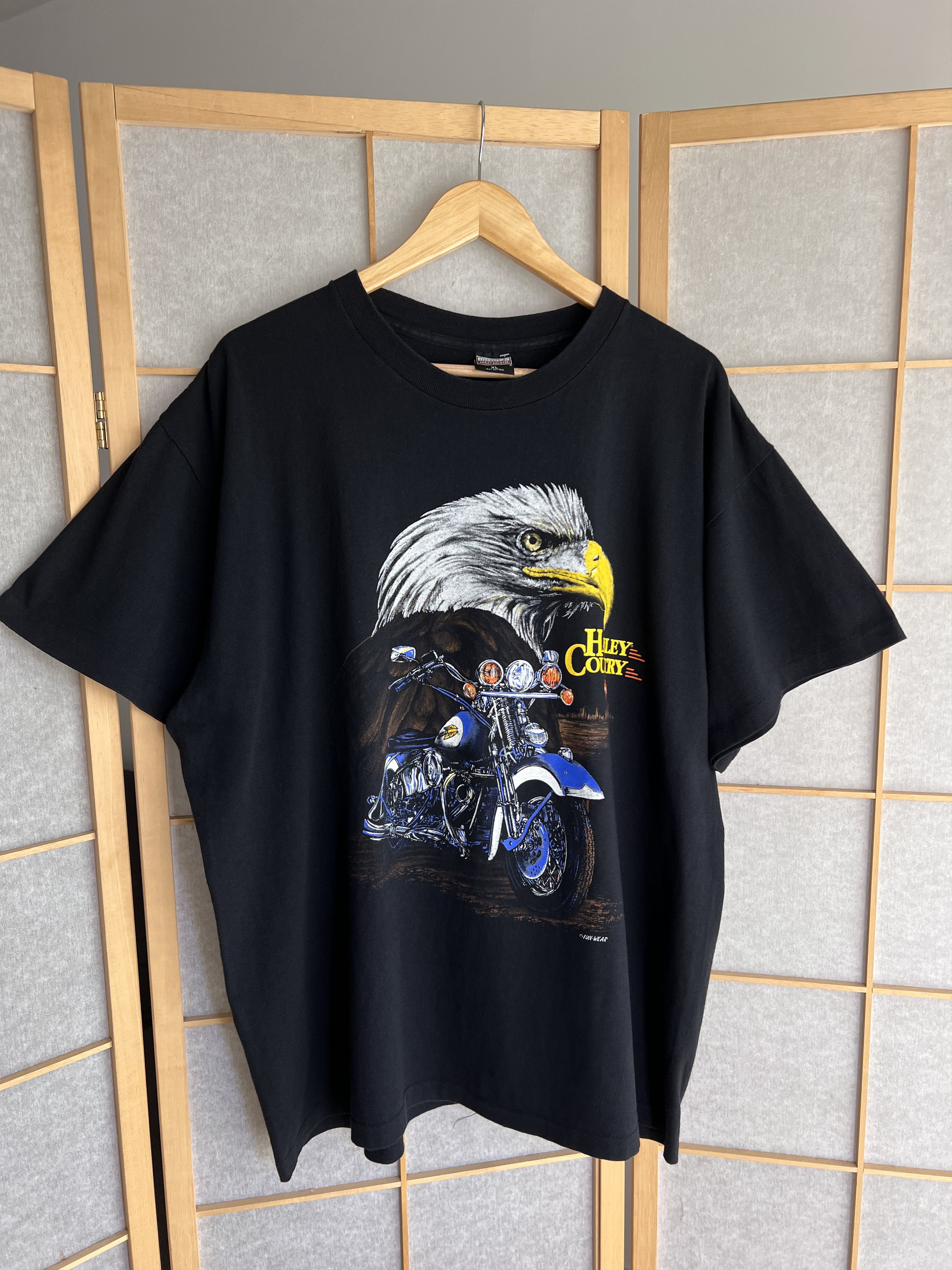 Harley Davidson Rare! HD 1990s USA Fun wear eagle t shirt single stitch tee Size US XL / EU 56 / 4 - 19 Thumbnail