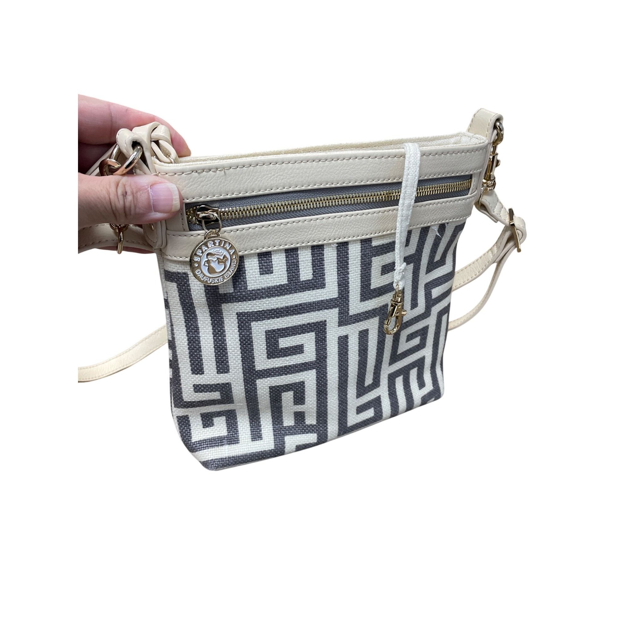 Other Spartina 449 womans cream gray leather linen crossbody handb Size ONE SIZE - 17 Thumbnail