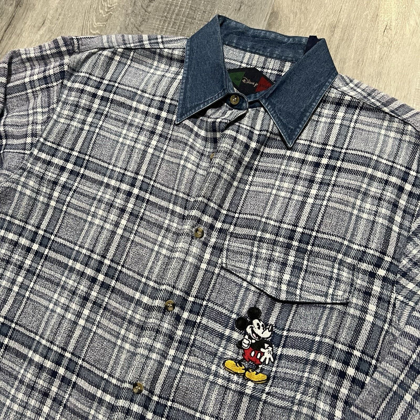 Disney Disney Mickey Mouse Heavy Blue Plaid Cotton Flannel Shirt Size US S / EU 44-46 / 1 - 2 Thumbnail