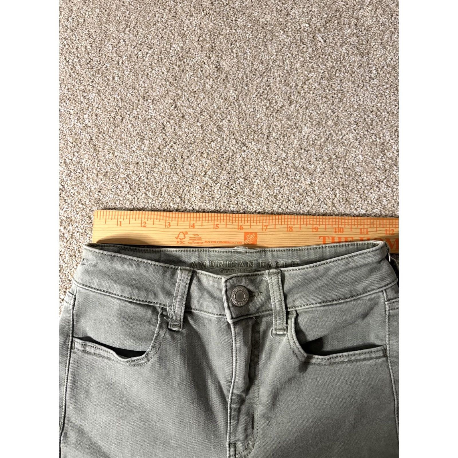 American Eagle Outfitters American Eagle Womens Jeans 0 Long Green Jegging Stretch Size 25" / US 0 / IT 36 - 4 Thumbnail