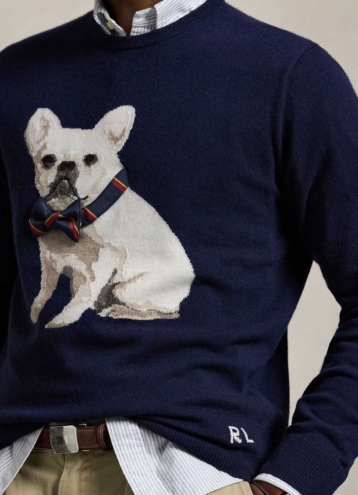 Polo Ralph Lauren Polo Ralph Lauren Dog-Intarsia Cashmere Sweater Frenchie Size US L / EU 52-54 / 3 - 5 Thumbnail