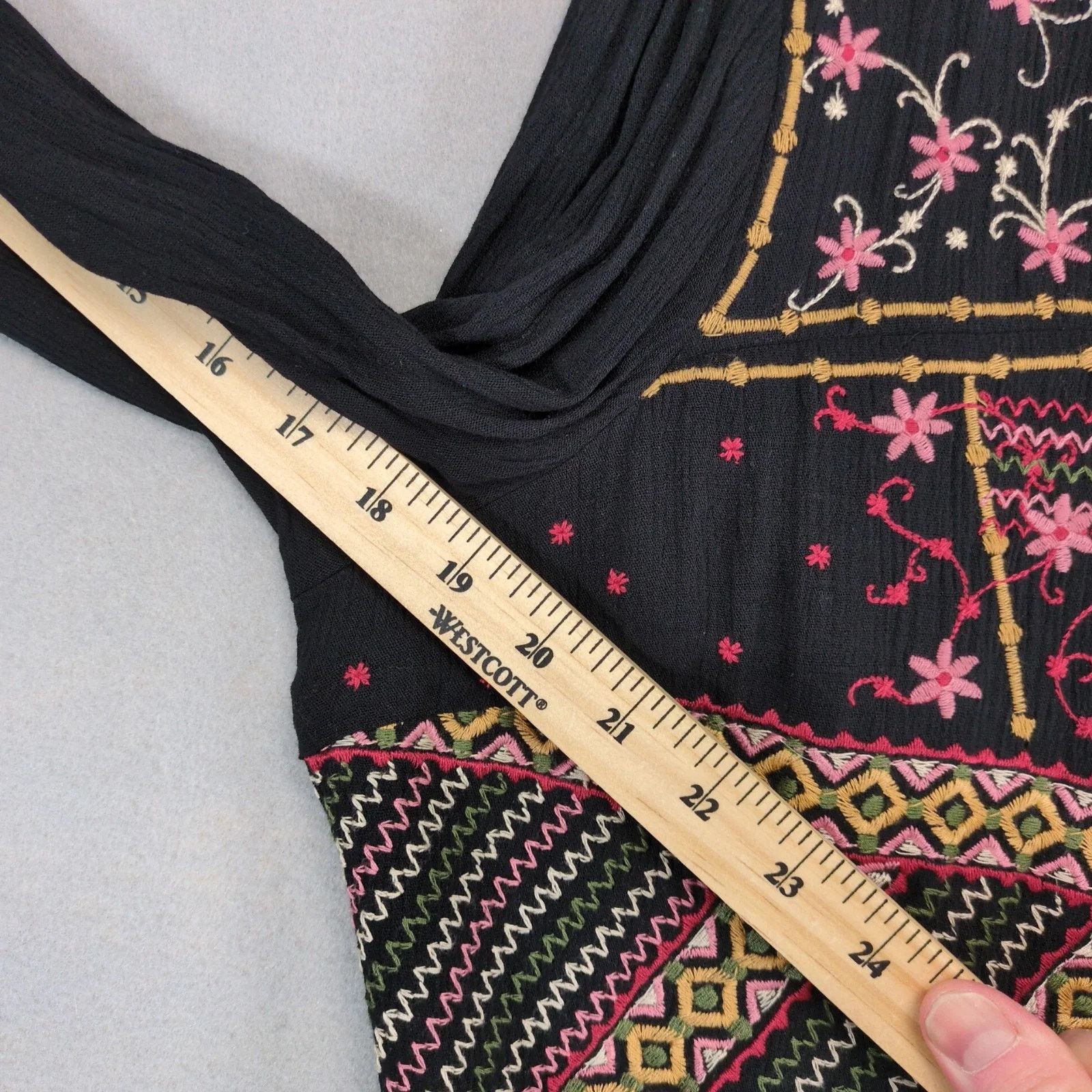 Other Savanna Jane Black Embroidered Dress Plus Size 1X Flared Slv Size XL / US 12-14 / IT 48-50 - 6 Thumbnail