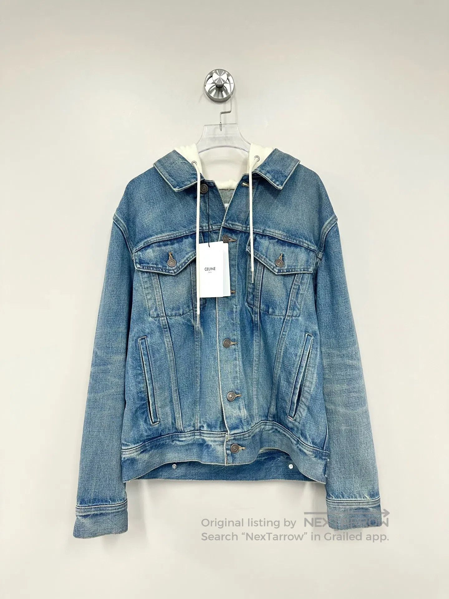 Celine CELINE Blue hooded logo denim jacket| Size US S / EU 44-46 / 1 - 1 Thumbnail