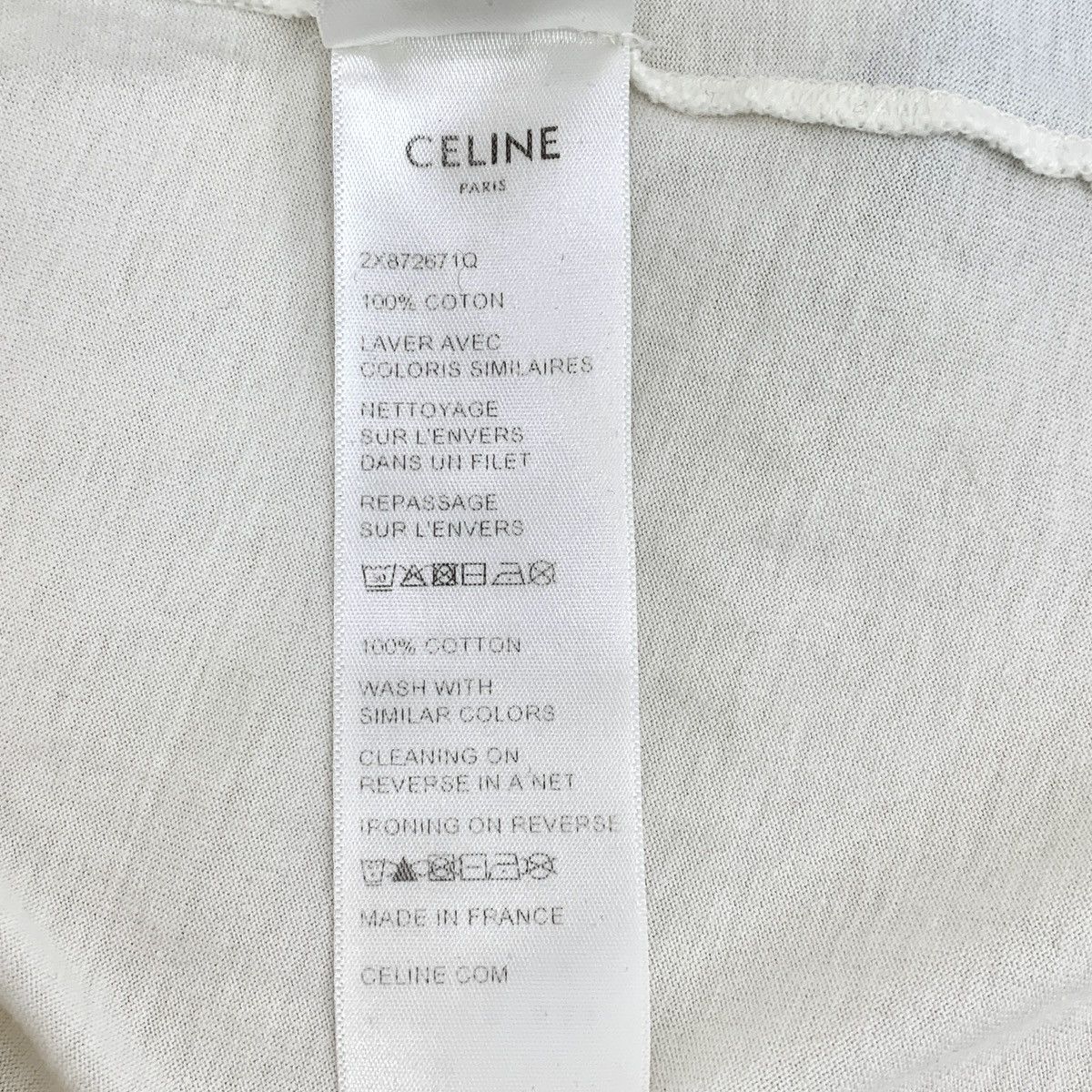 Celine Celine White Triomphe Printed Cotton Crew Neck T-Shirt K26WX Size S / US 4 / IT 40 - 4 Thumbnail