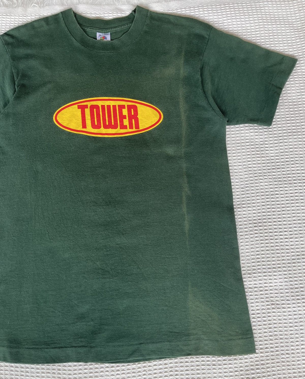 Band Tees Vintage 90’s ROCK BAND💢TOWER RECORDS💢Sun Faded Green Tshirt Size US M / EU 48-50 / 2 - 11 Thumbnail