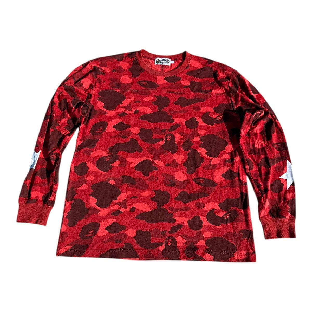 Bape BAPE Red Camo Long Sleeve Tee Lightning Bolt Sleeve Size L Size US L / EU 52-54 / 3 - 1 Thumbnail