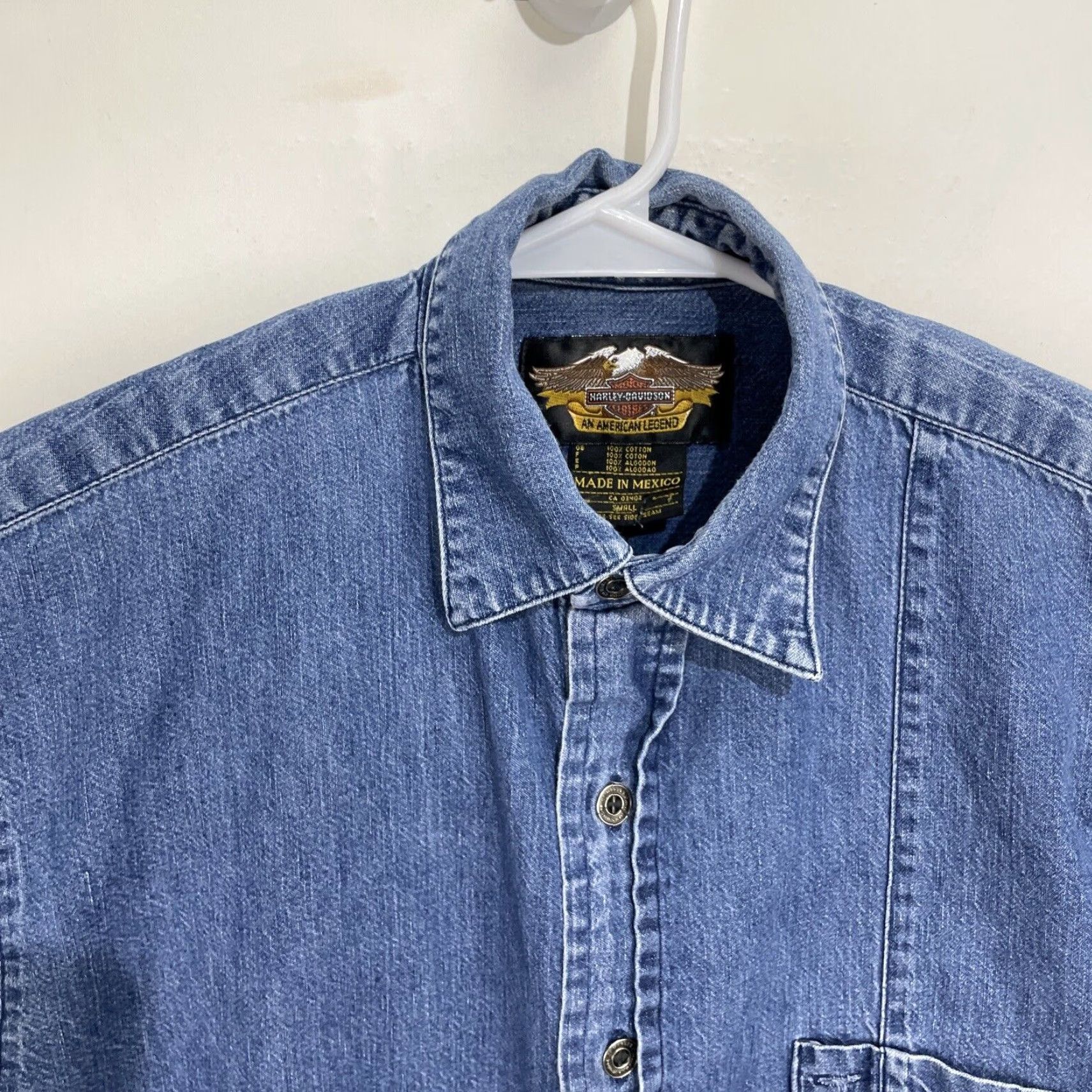 Harley Davidson Vintage Harley-Davidson Motorcycles Mens Denim Shirt Long Sleeve Button-Up Blue Size US L / EU 52-54 / 3 - 3 Thumbnail