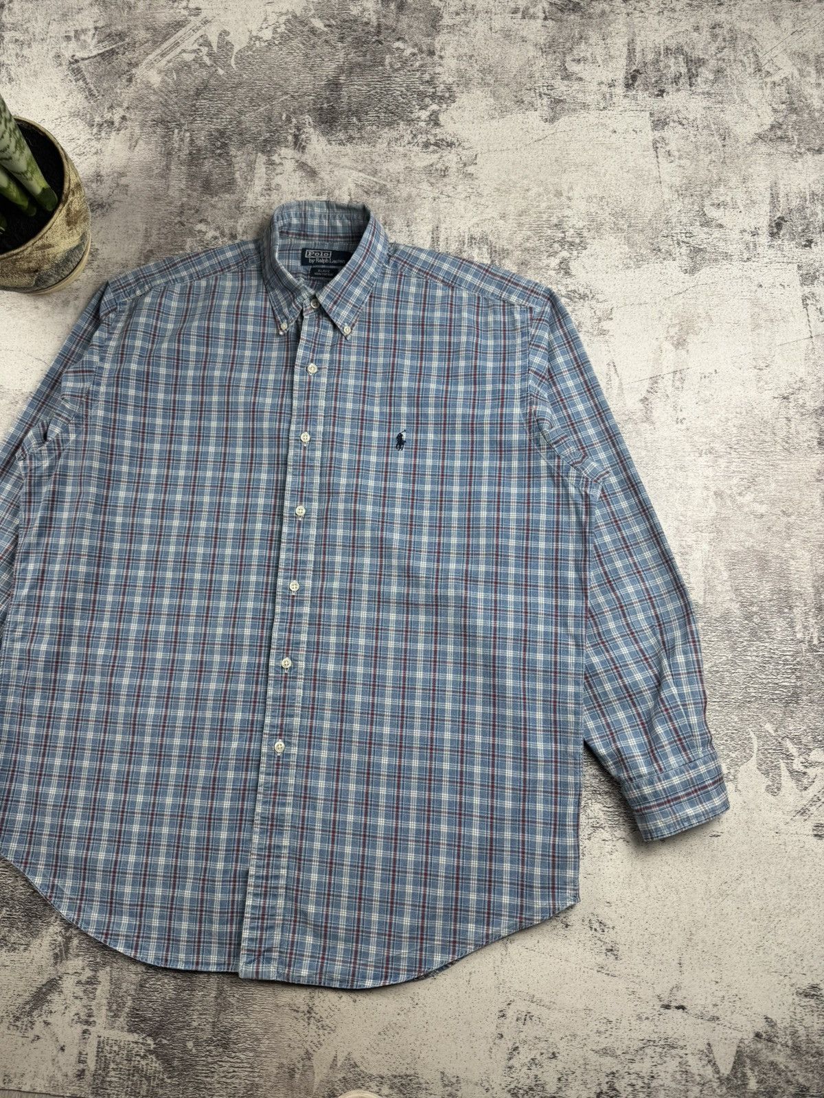 Polo Ralph Lauren Polo Ralph Lauren Blake Plaid Large Button Checked Blue Oxford LongSleeve Shirt Size US L / EU 52-54 / 3 - 3 Thumbnail