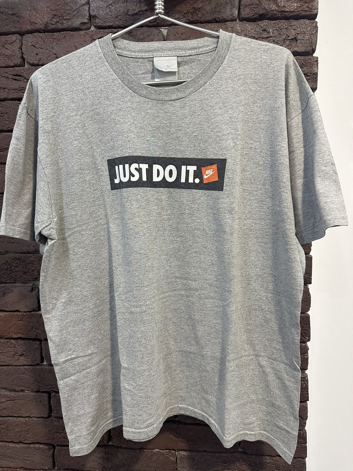 Pre-owned Nike X Vintage Nike T Shirt Just Do It Y2k Big Logo Oversized In Grey