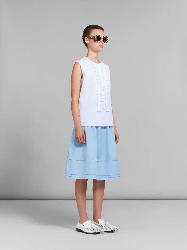 Marni o1w1db10125 Poplin Flared Midi Skirt in Light Blue Size 27" / US 4 / IT 40 - 4 Thumbnail