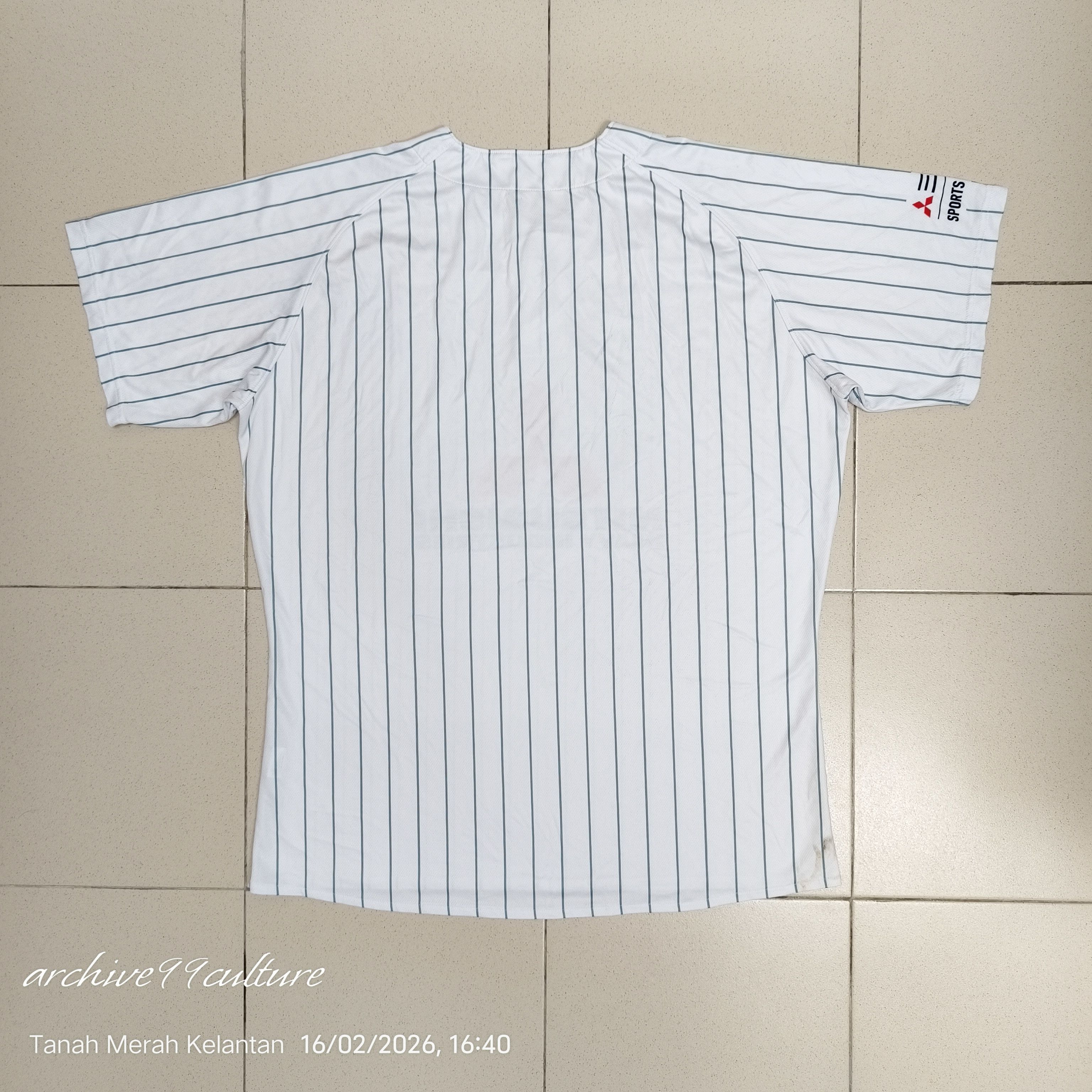 Japanese Brand RARE Mitsubishi Heavy Industries Pinstripe Baseball Jersey Size US XL / EU 56 / 4 - 2 Thumbnail