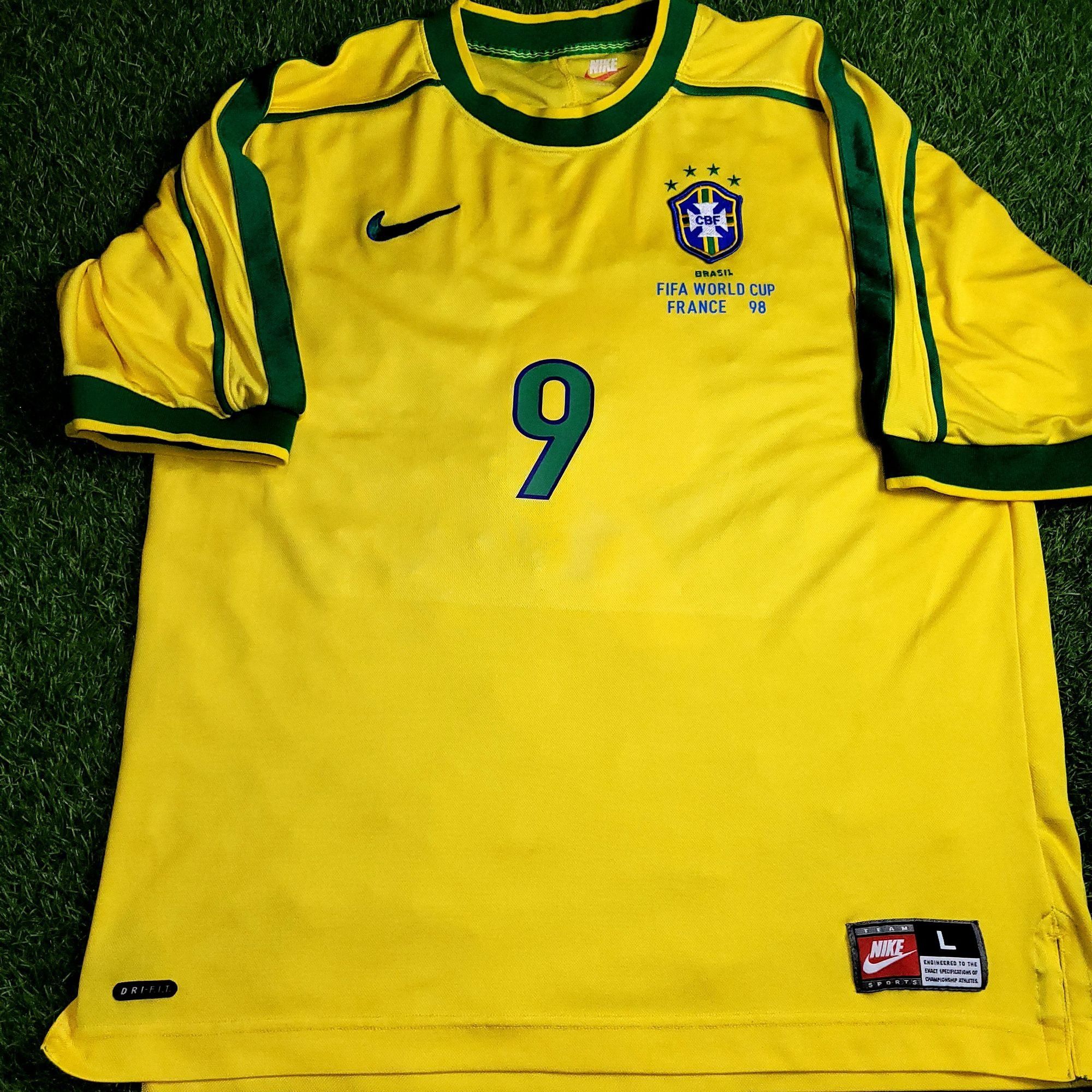 Ronaldo Brazil 1998 WORLD CUP Nike Home Soccer Jersey L