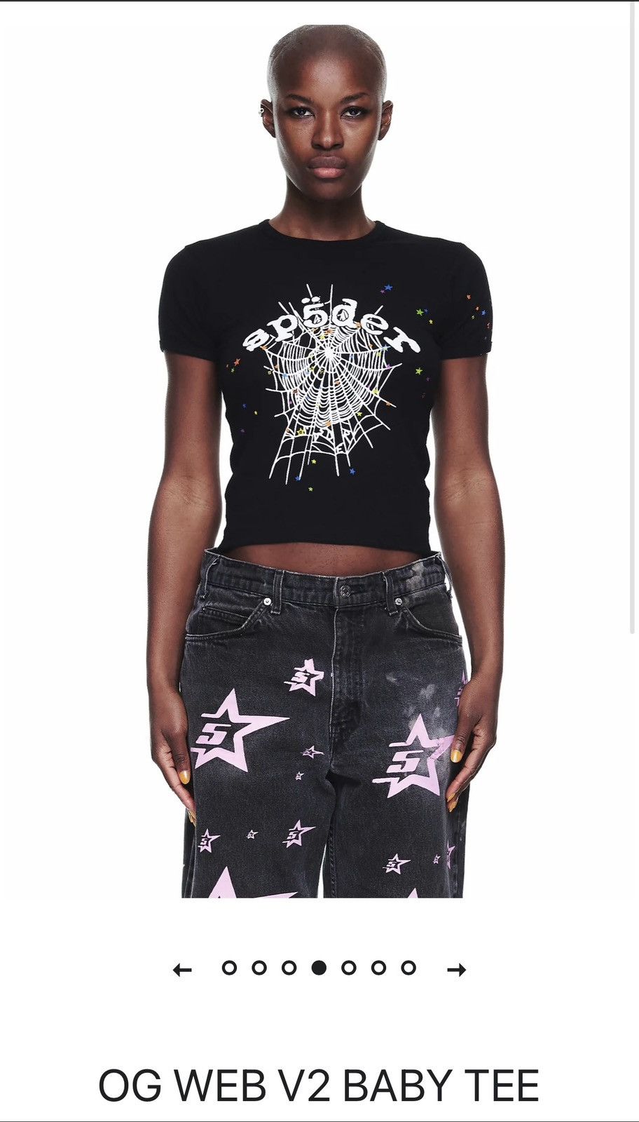 image of Spider Worldwide Og Web V2 Baby Tee in Black, Women's (Size Small)