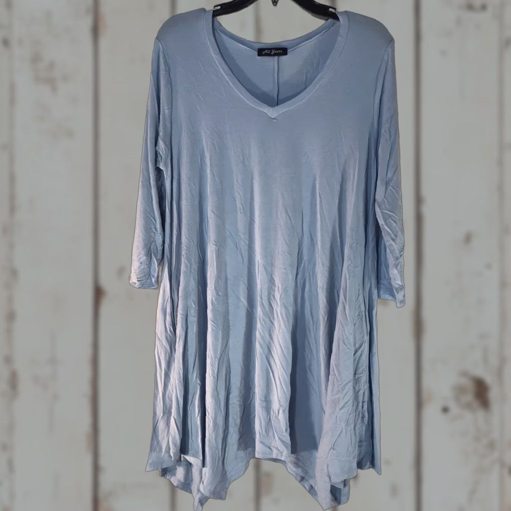 Vintage VINTAGE All Yours Casual Blue 3/4 Sleeve Asymmetrical Dress Womens Size L Size L / US 10 / IT 46 - 1 Thumbnail
