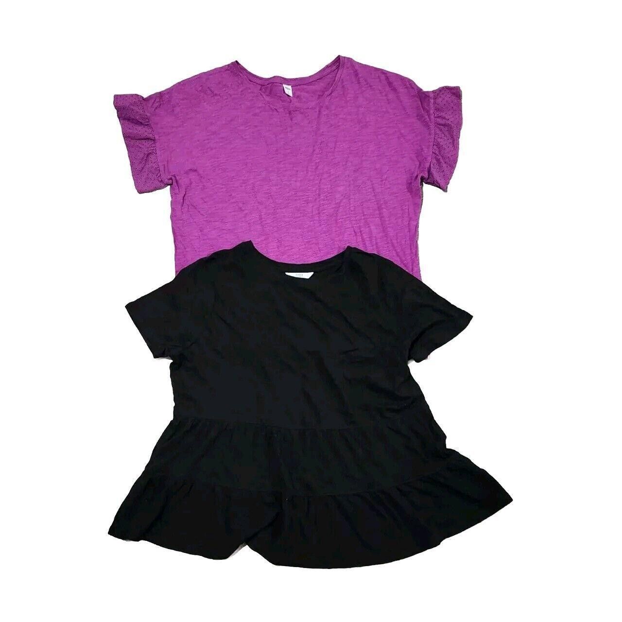 Old Navy Womens Lot Top Medium Purple Black Ruffle Sleeve Peplum Size M / US 6-8 / IT 42-44 - 1 Thumbnail