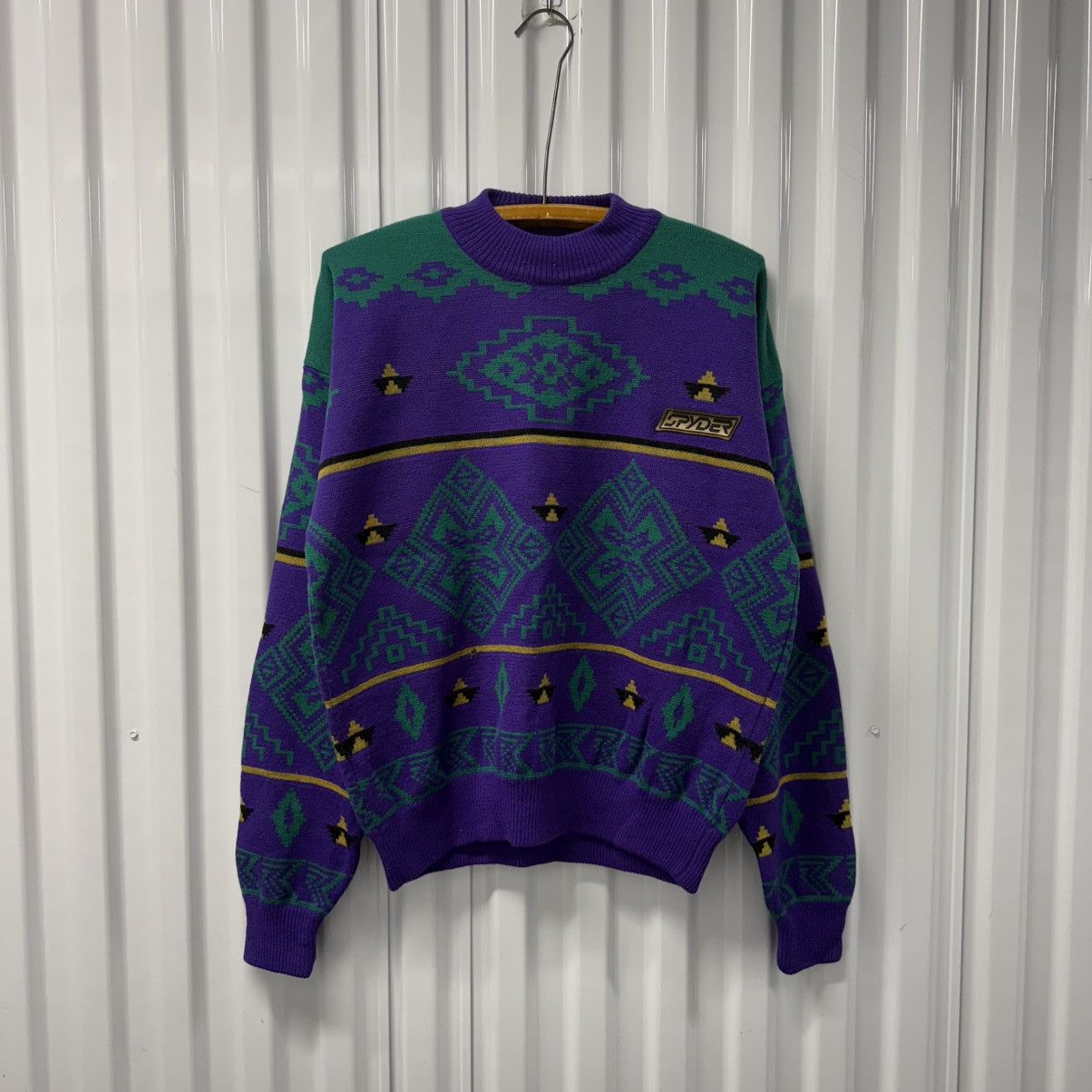 Spyder × Vintage RARE Vintage 90s Coogi Style Spyder Crewneck Sweater Size US L / EU 52-54 / 3 - 2 Thumbnail