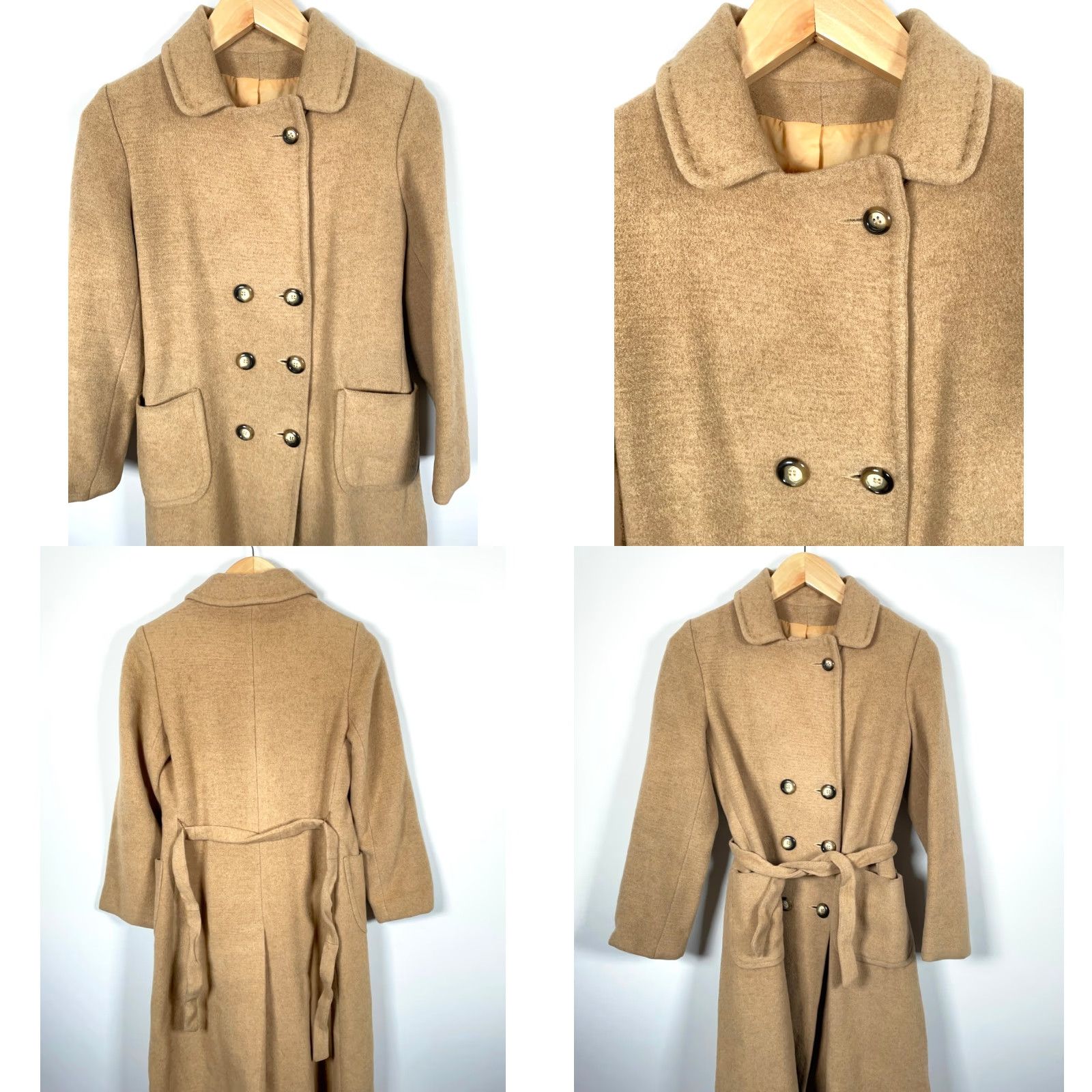 Camel VINTAGE Ullmann Camel Hair Double Breasted Belted Trench Coat Women's 6 / Small Beige Coat Size M / US 6-8 / IT 42-44 - 10 Thumbnail