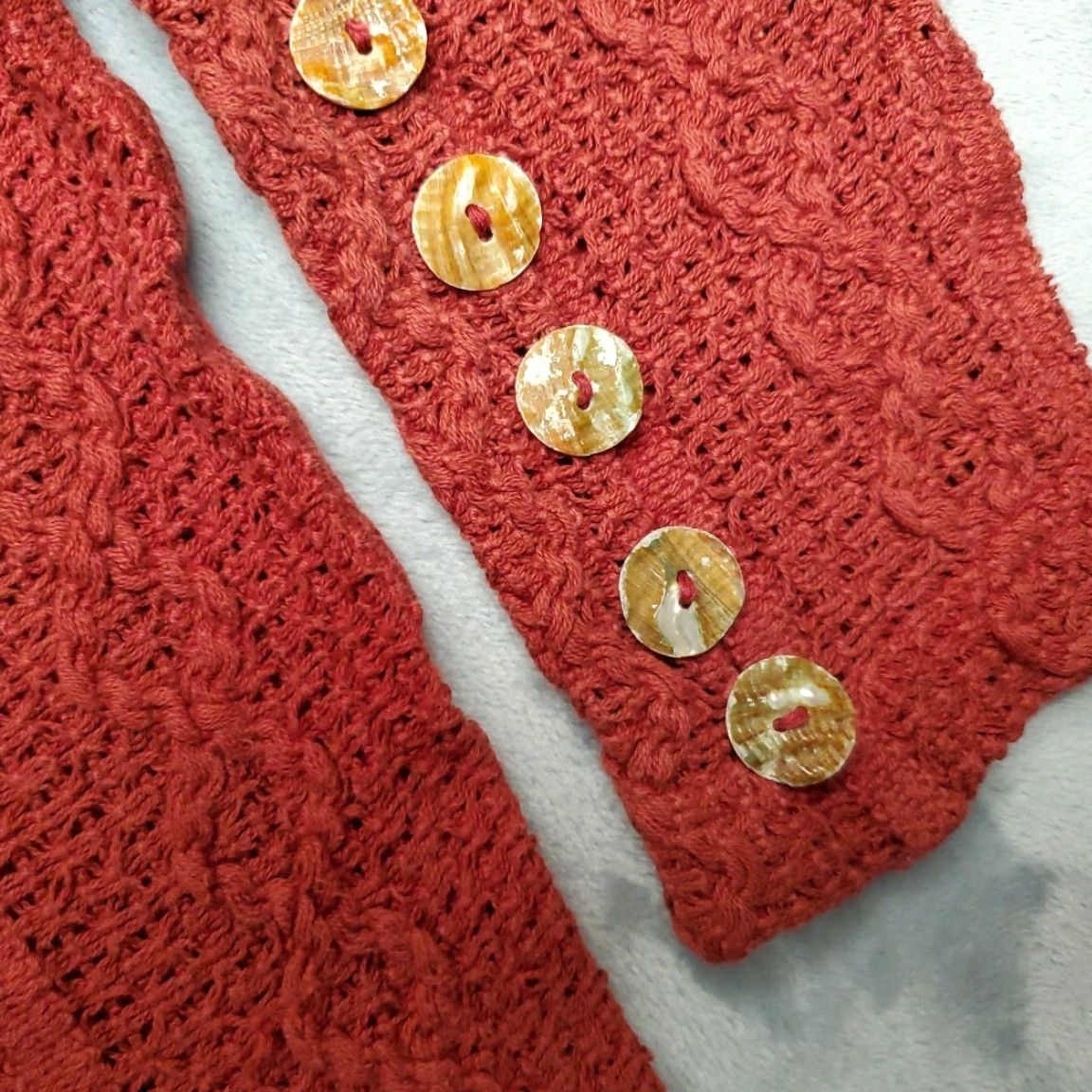 Vintage VTG Lou Nardi The Icing Top Knit Crocheted Womens L Red 100% Cotton 90s Y2K Crew Neck Long Sleeve Vintage Womens Pullover Casual Shirt Size L / US 10 / IT 46 - 5 Thumbnail