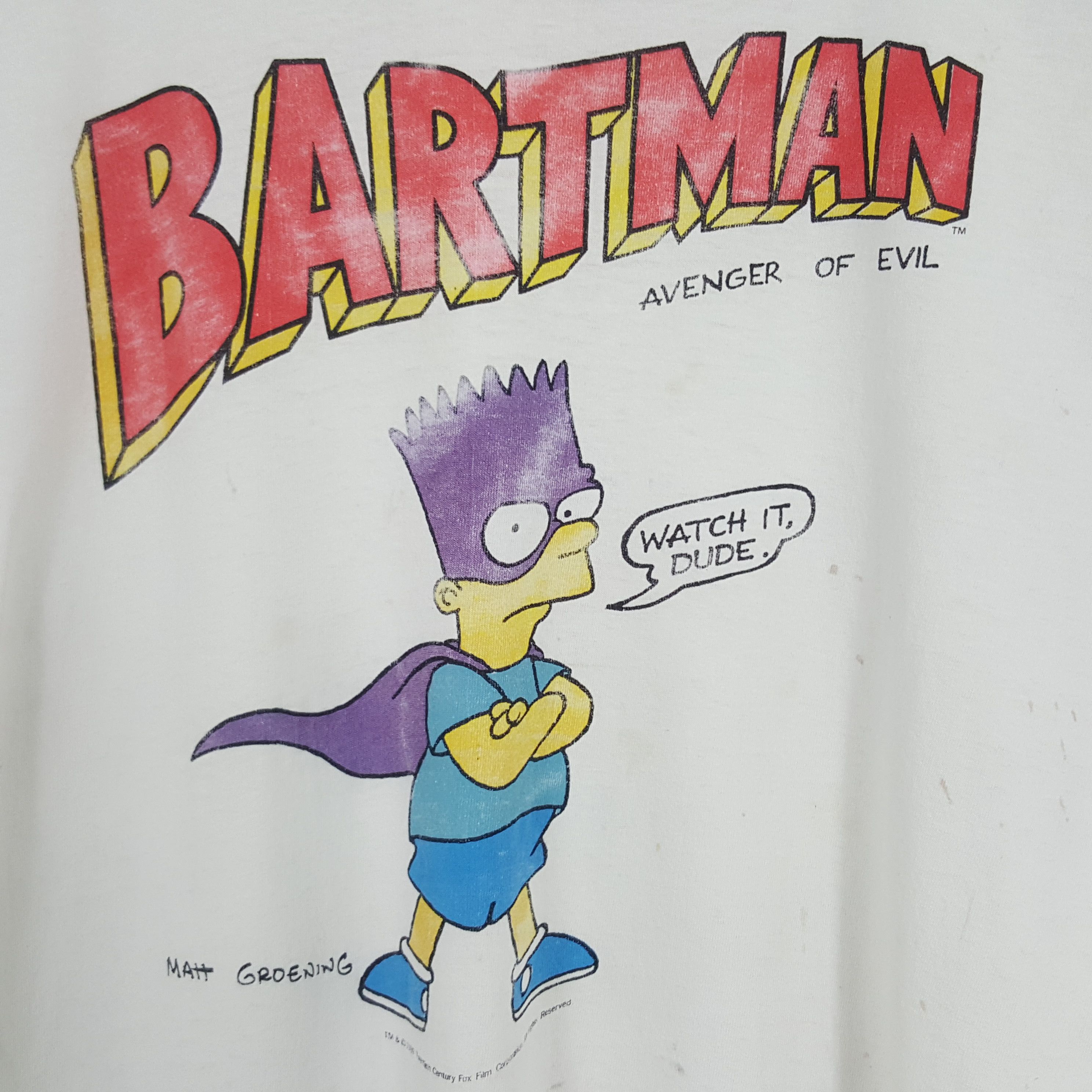 DC Comics × Vintage Vintage 90's Bartman American Superhero Parody Tshirt Size US XL / EU 56 / 4 - 2 Thumbnail
